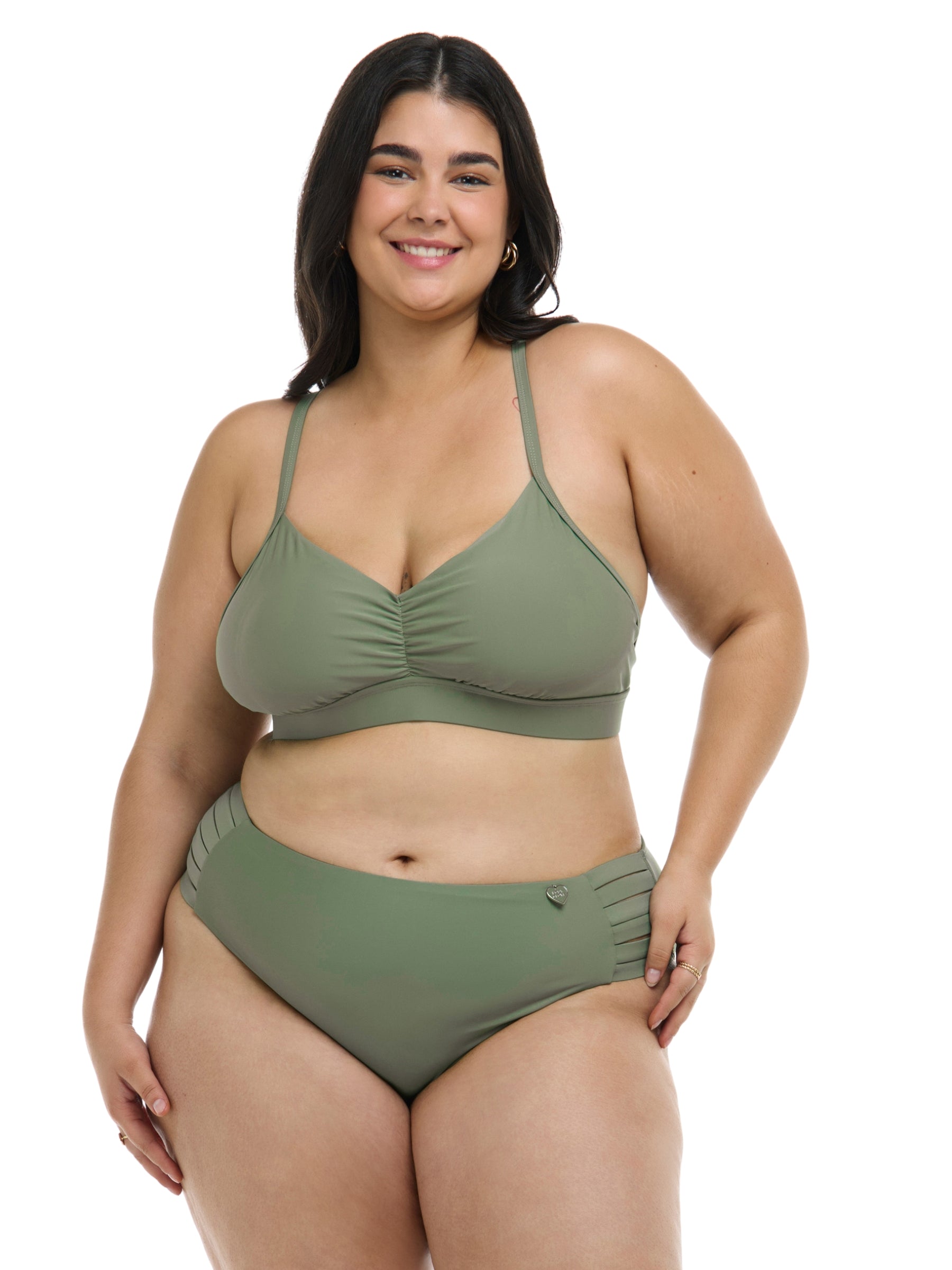 Smoothies Drew Plus Size Bikini Top - Cactus