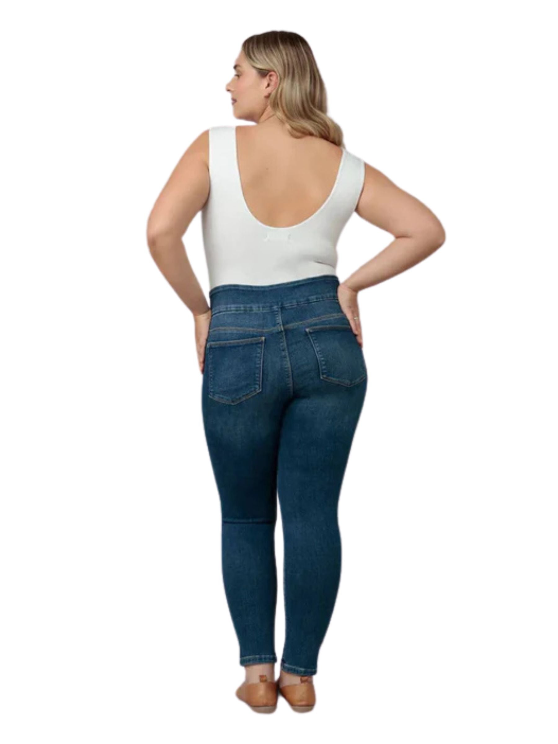 Anna-RCB High-Rise Plus Size Pull-On Jeans by Lola Jeans