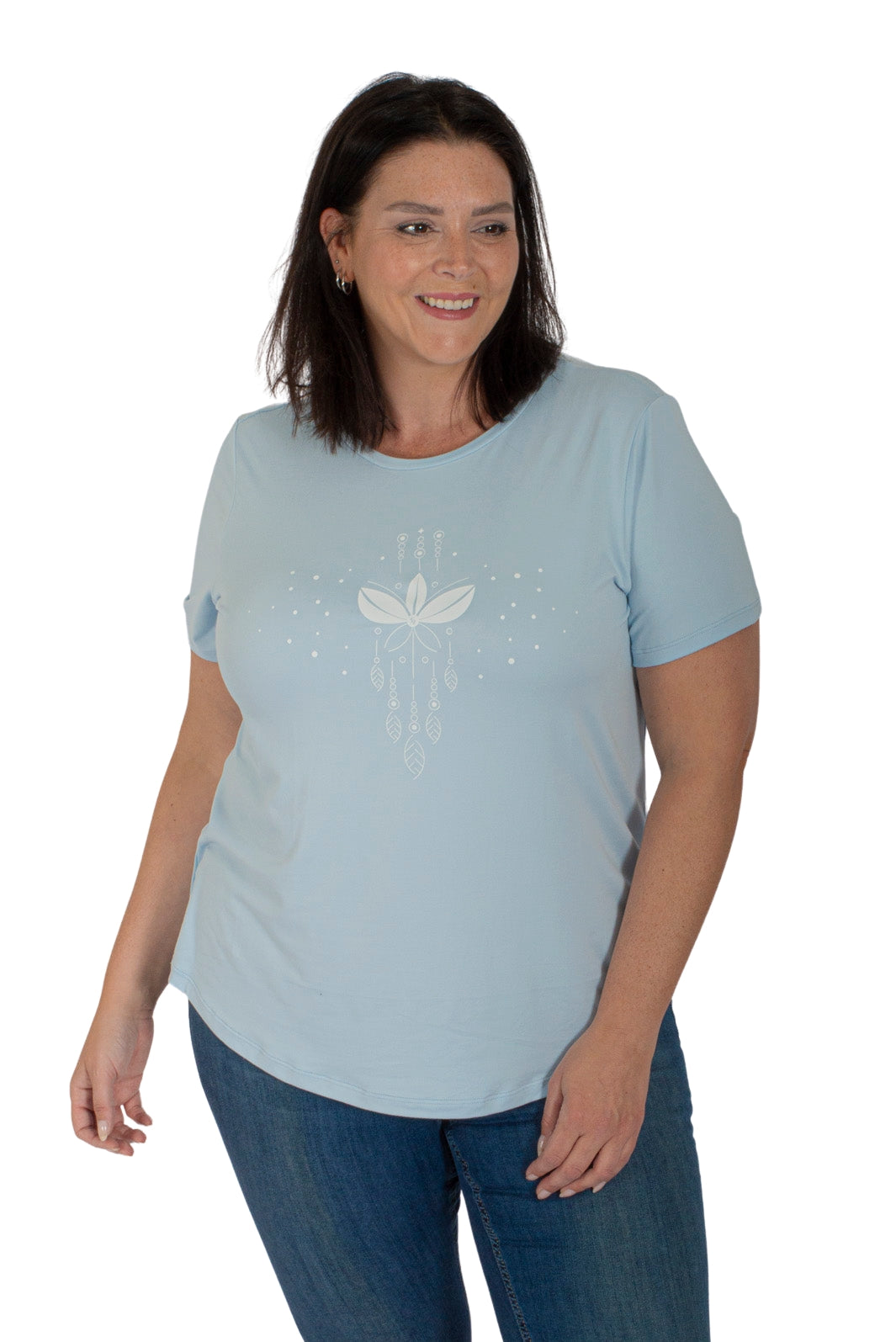 Plus Size Montana Printed Poly-Spandex Crew Neck T-Shirts by Sportive Plus