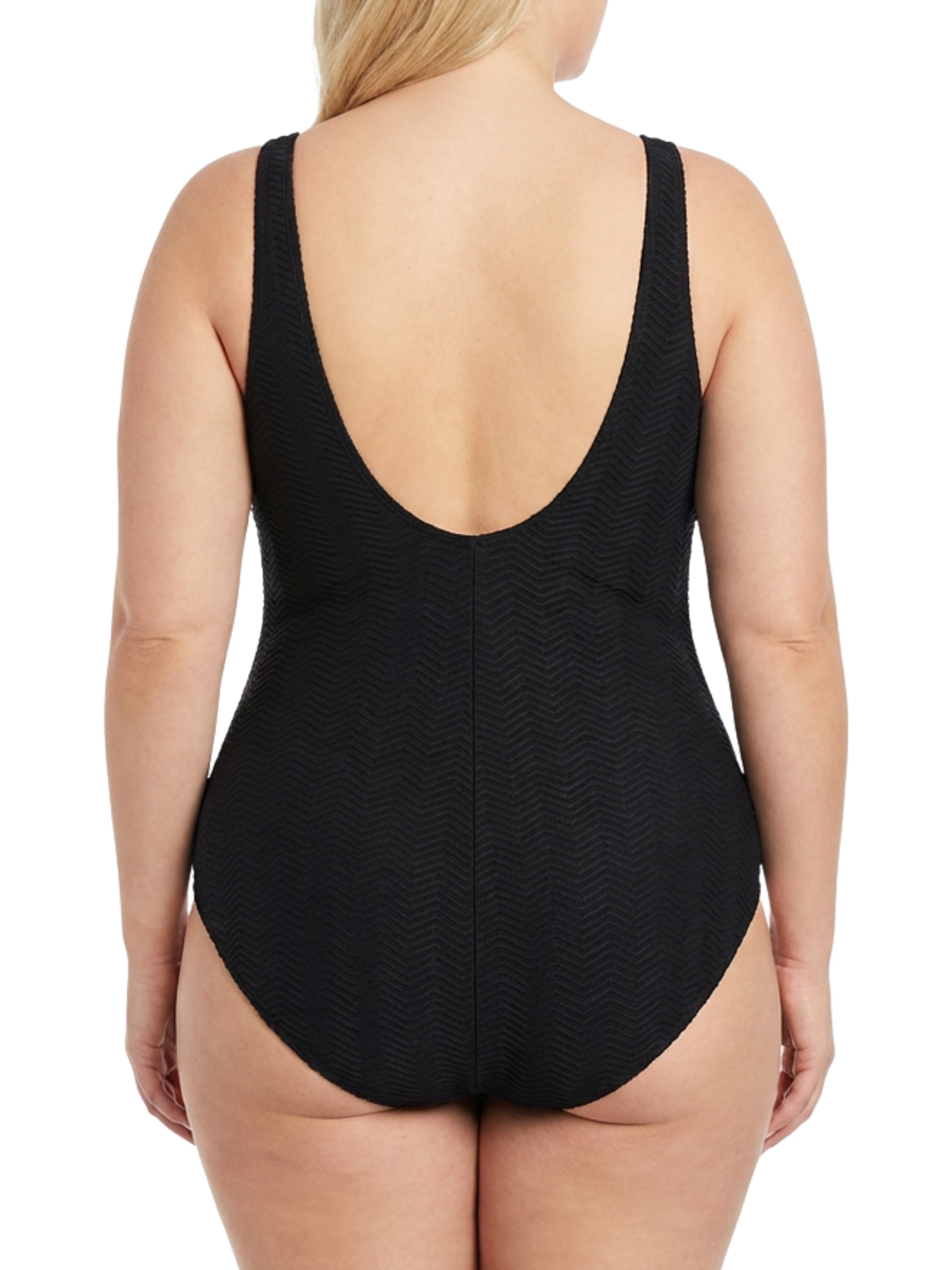 Plus Size Luxury Textured Swimsuit - Black