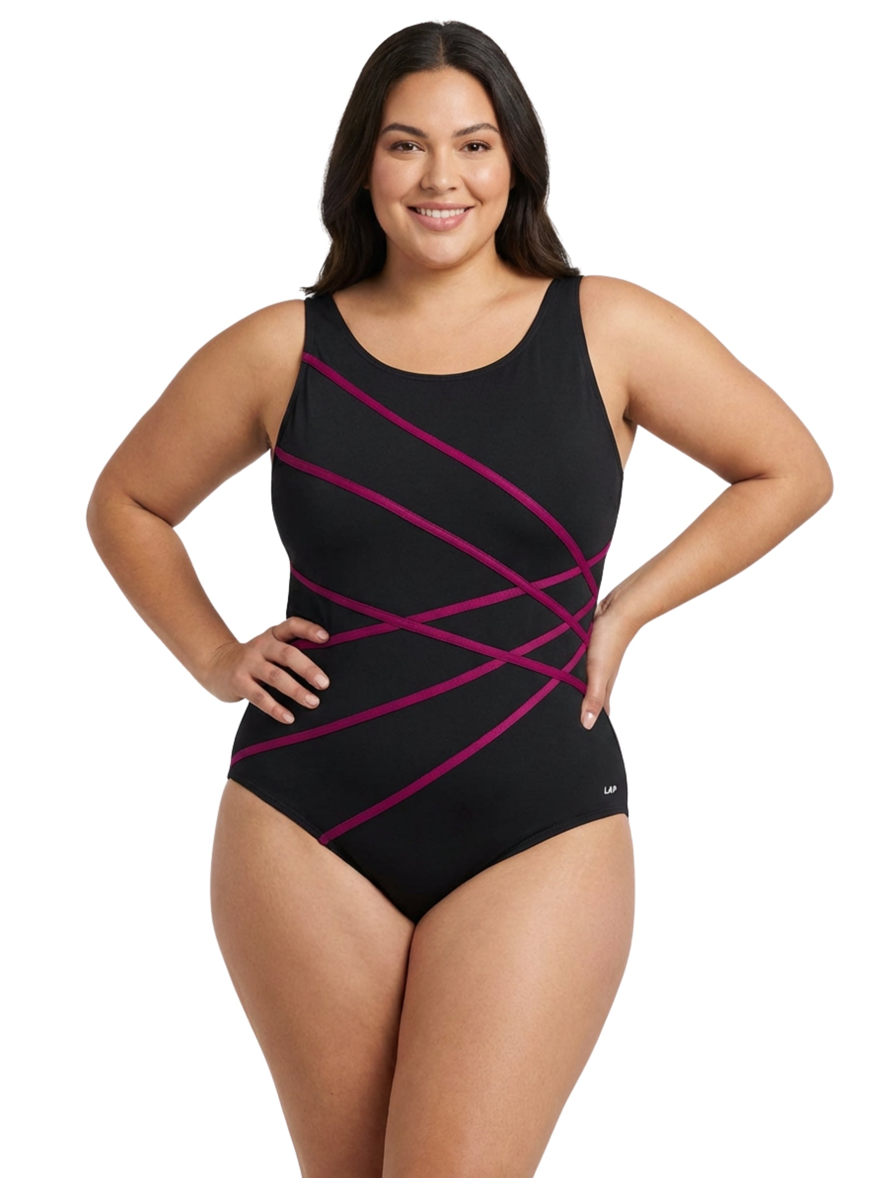 Maillot de Bain à Col rond Taille Plus - Cabernet
