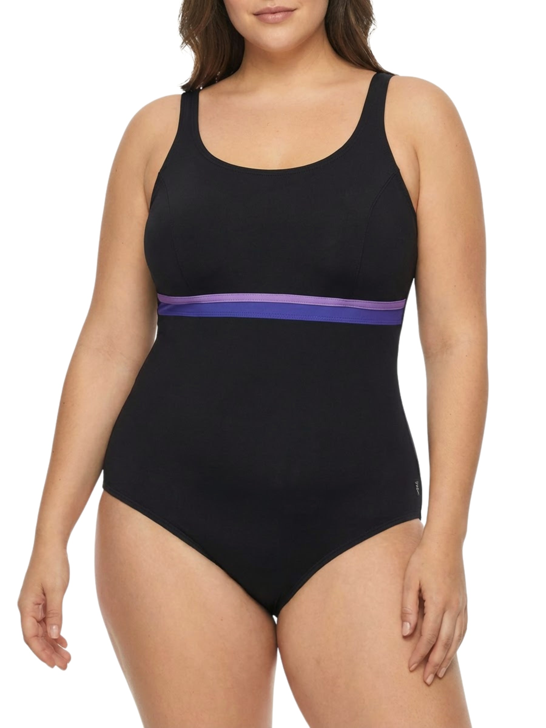 Maillot de Bain Horizontal Splice Taille Plus - Noir & Lavande