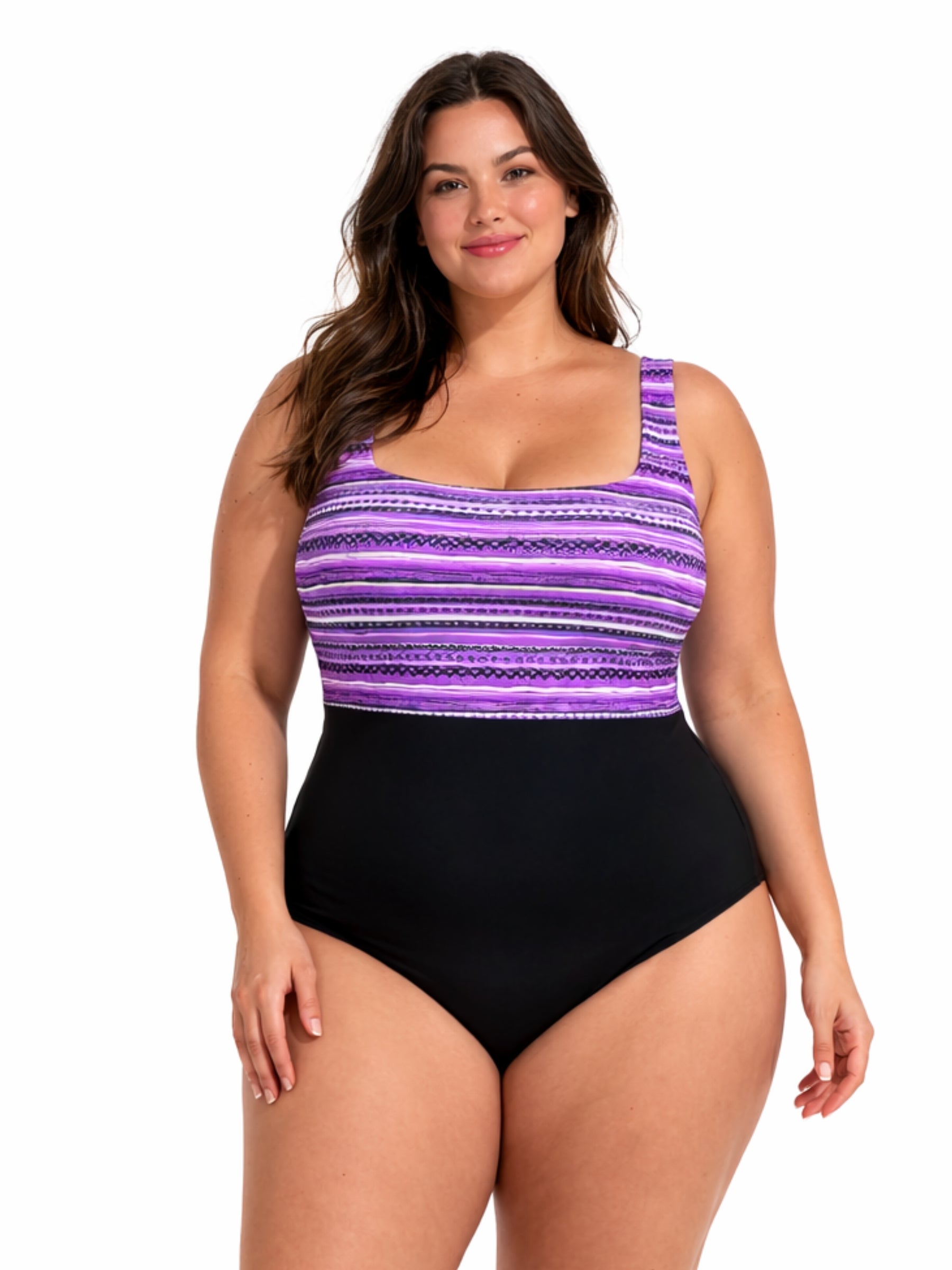 Maillot de Bain Top Print Taille Plus - Mauve