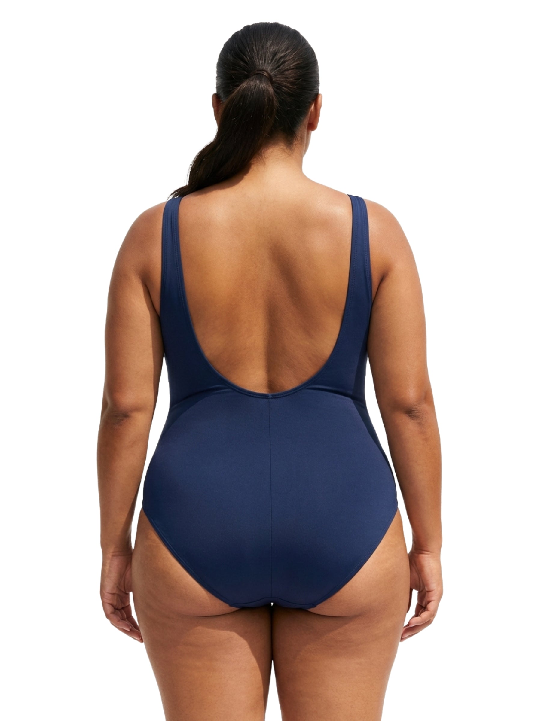 Wisteria Pintuck Plus Size Swimsuit - Navy