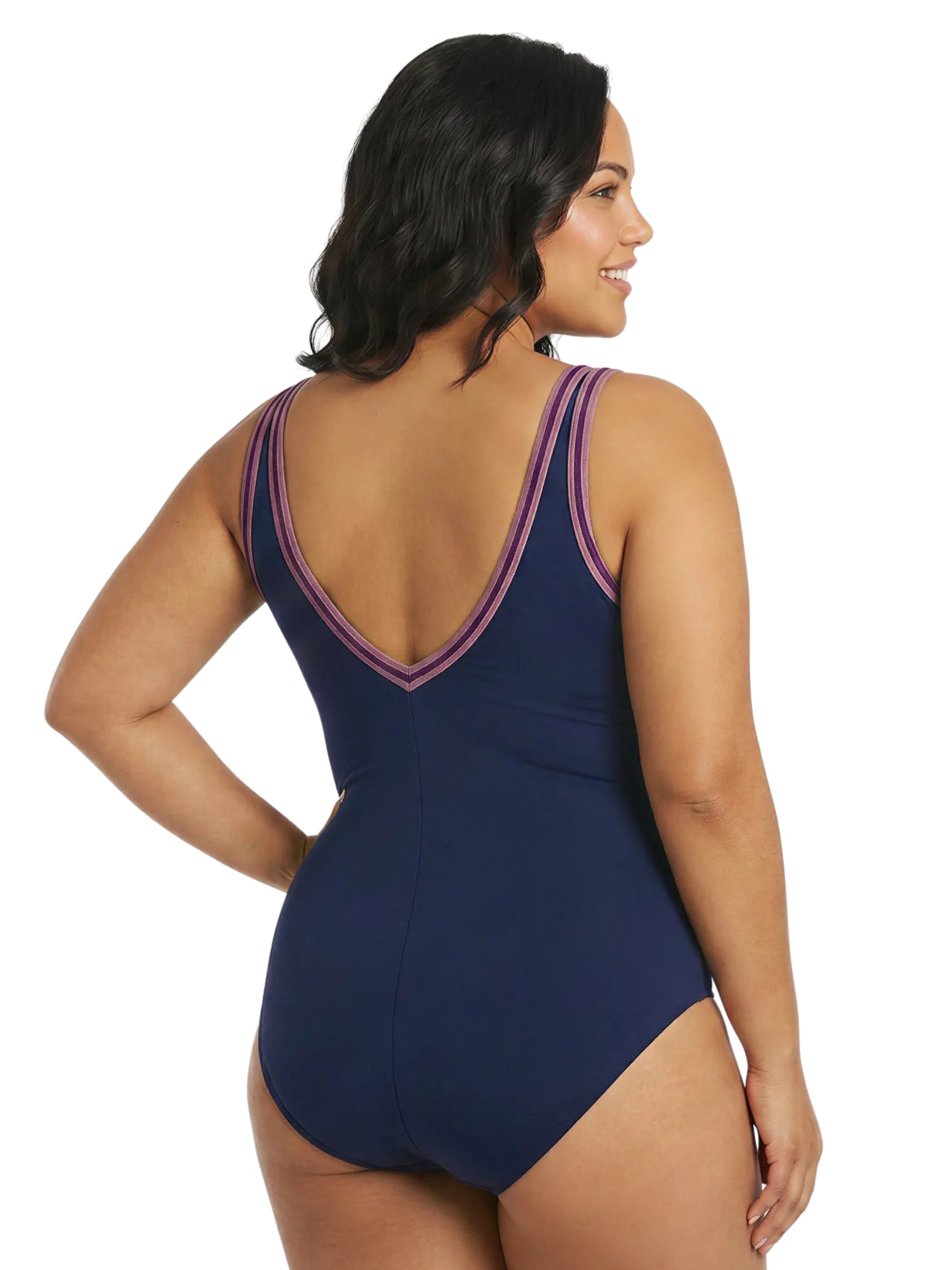 Plus Size Long Swimsuit - Black &amp; Teal