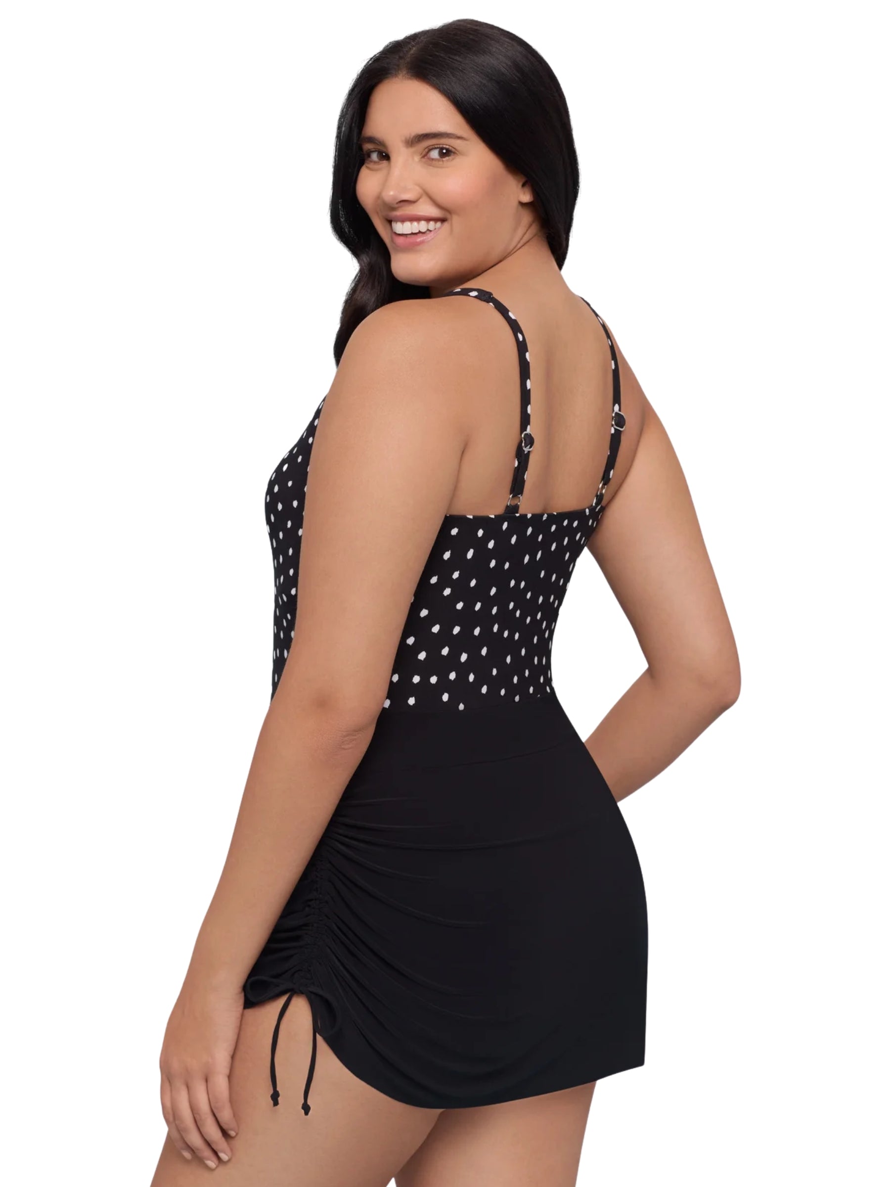Sea Stone Plus Size Julia Swimsuit Dress - Black & White