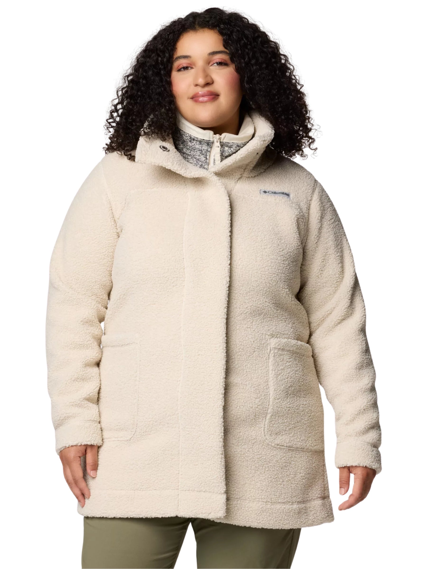 Manteau Long en Sherpa Panorama Taille Plus - Dark Stone