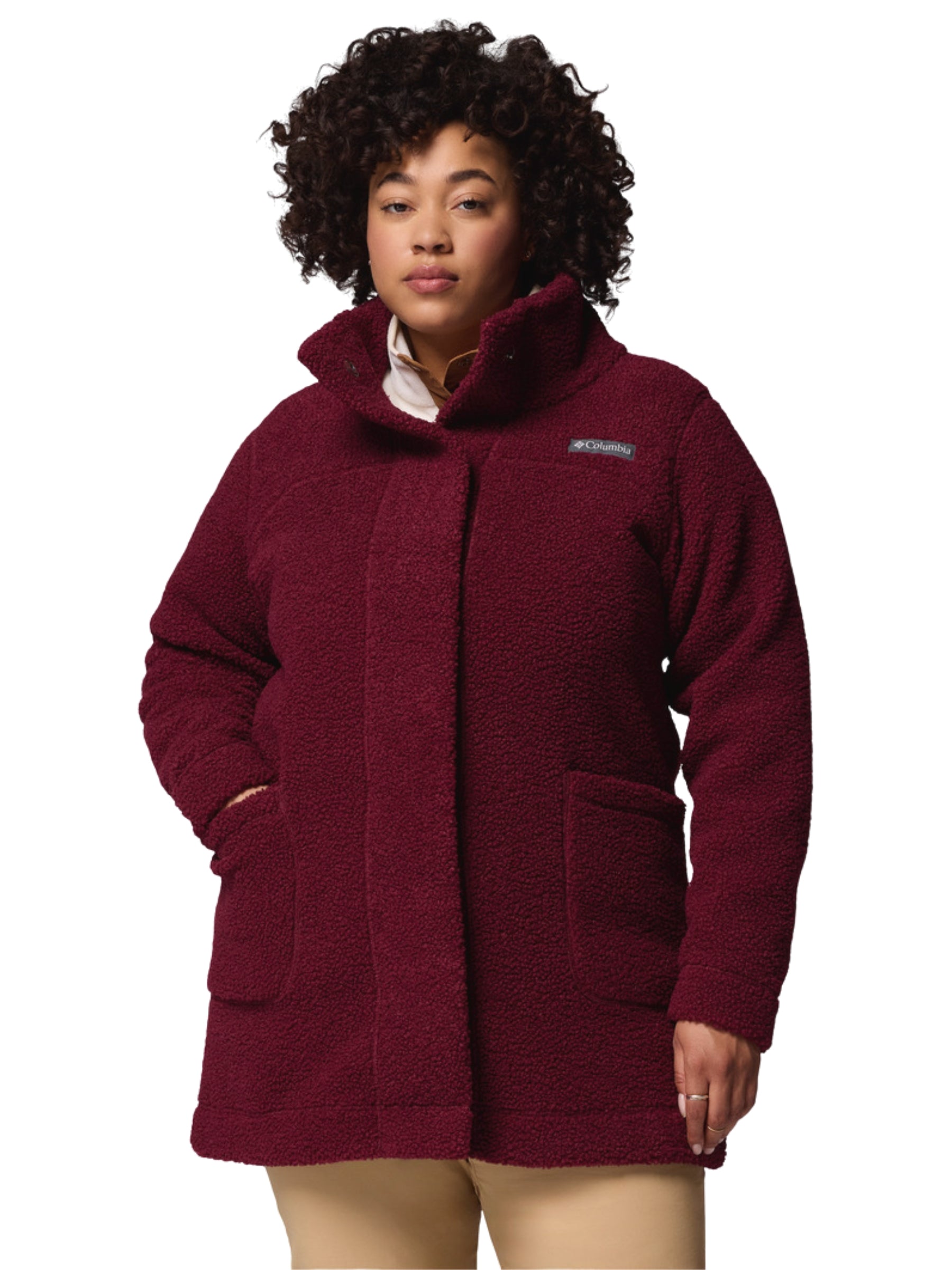 Manteau Long en Sherpa Panorama Taille Plus - Rich Wine
