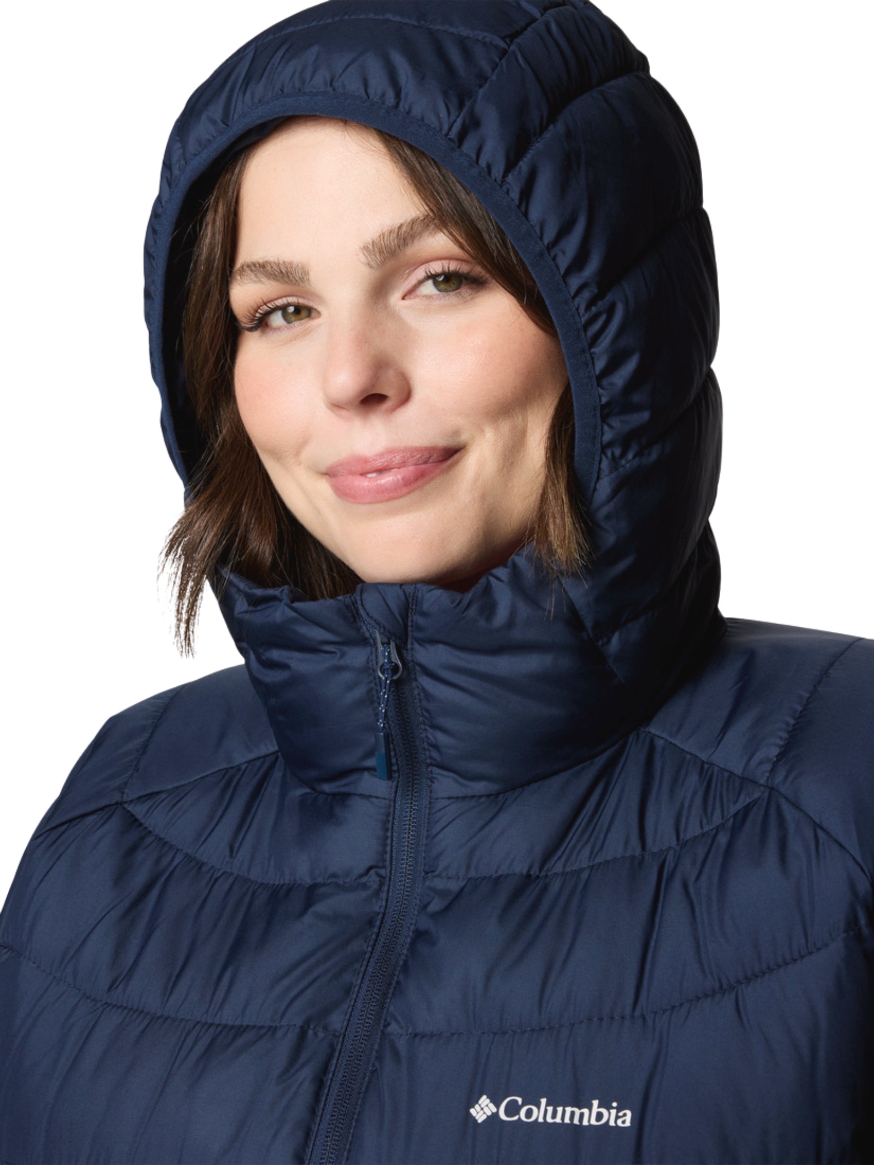 Powder Lite II Plus Size Hooded Mid-Length Coat - Collegiate Navy