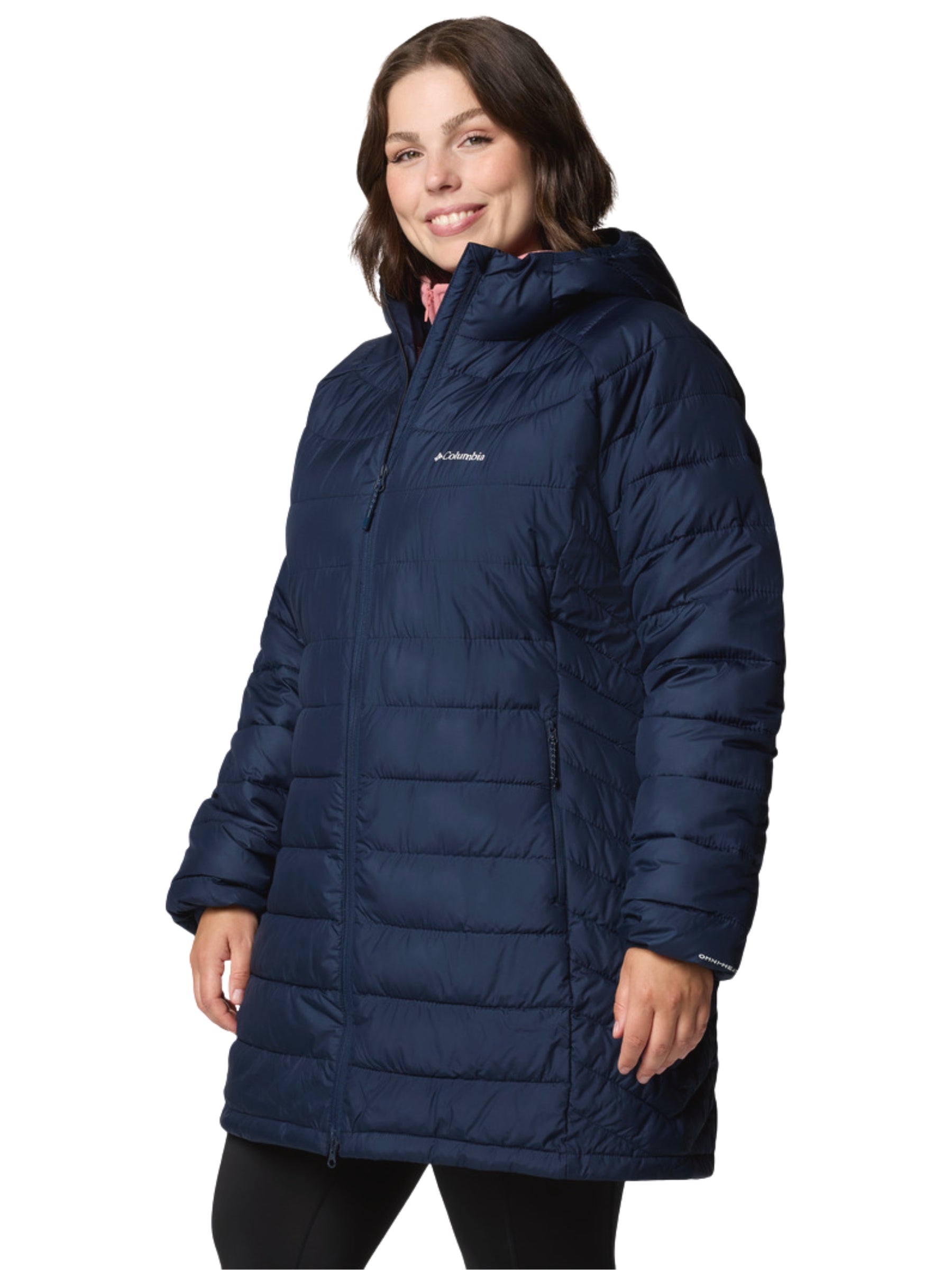 Powder Lite II Plus Size Hooded Mid-Length Coat - Collegiate Navy