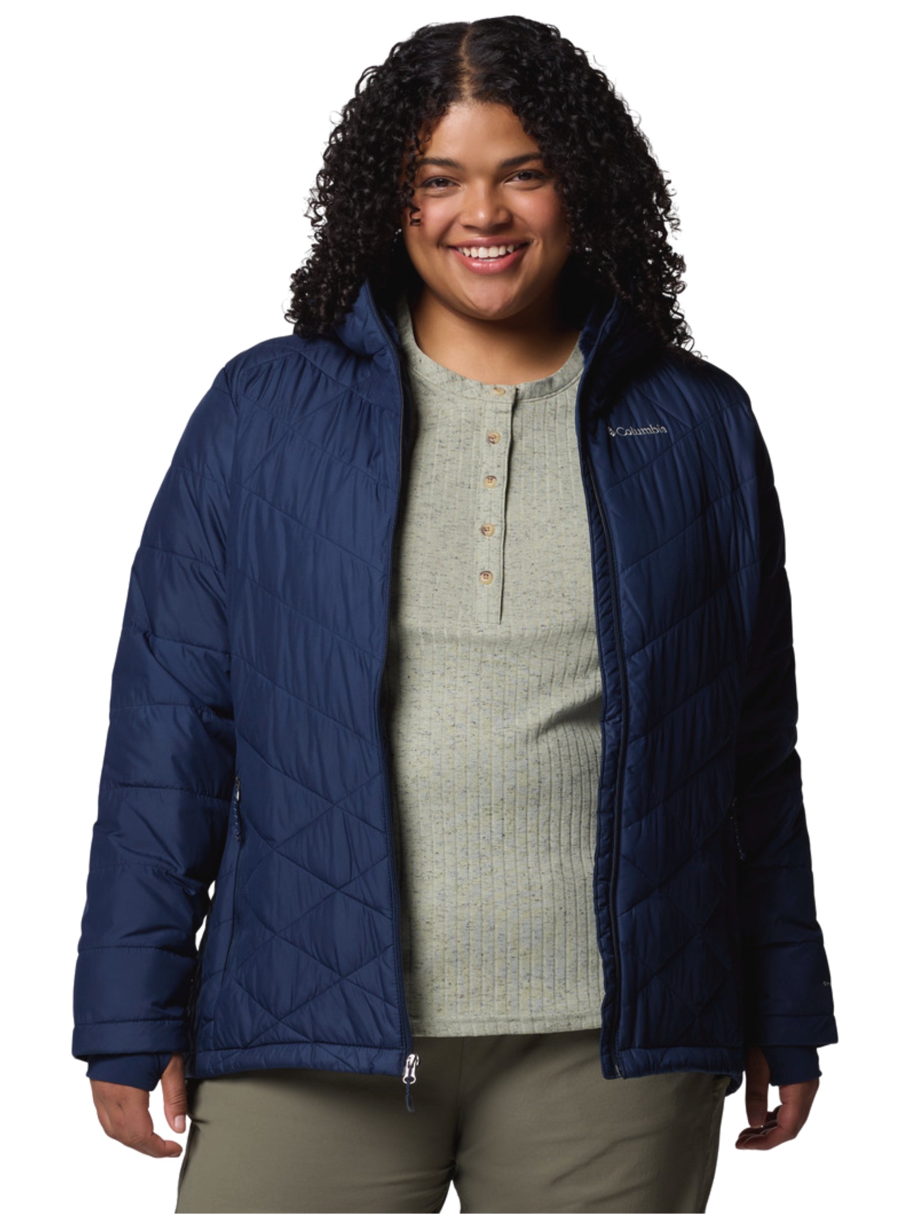 Heavenly Plus Size Hooded Coat - Collegiate Navy
