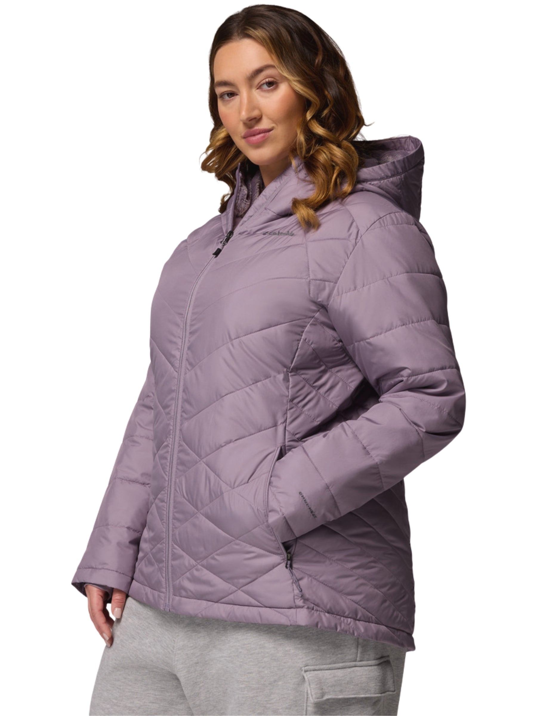 Heavenly Plus Size Hooded Coat - Shale Purple