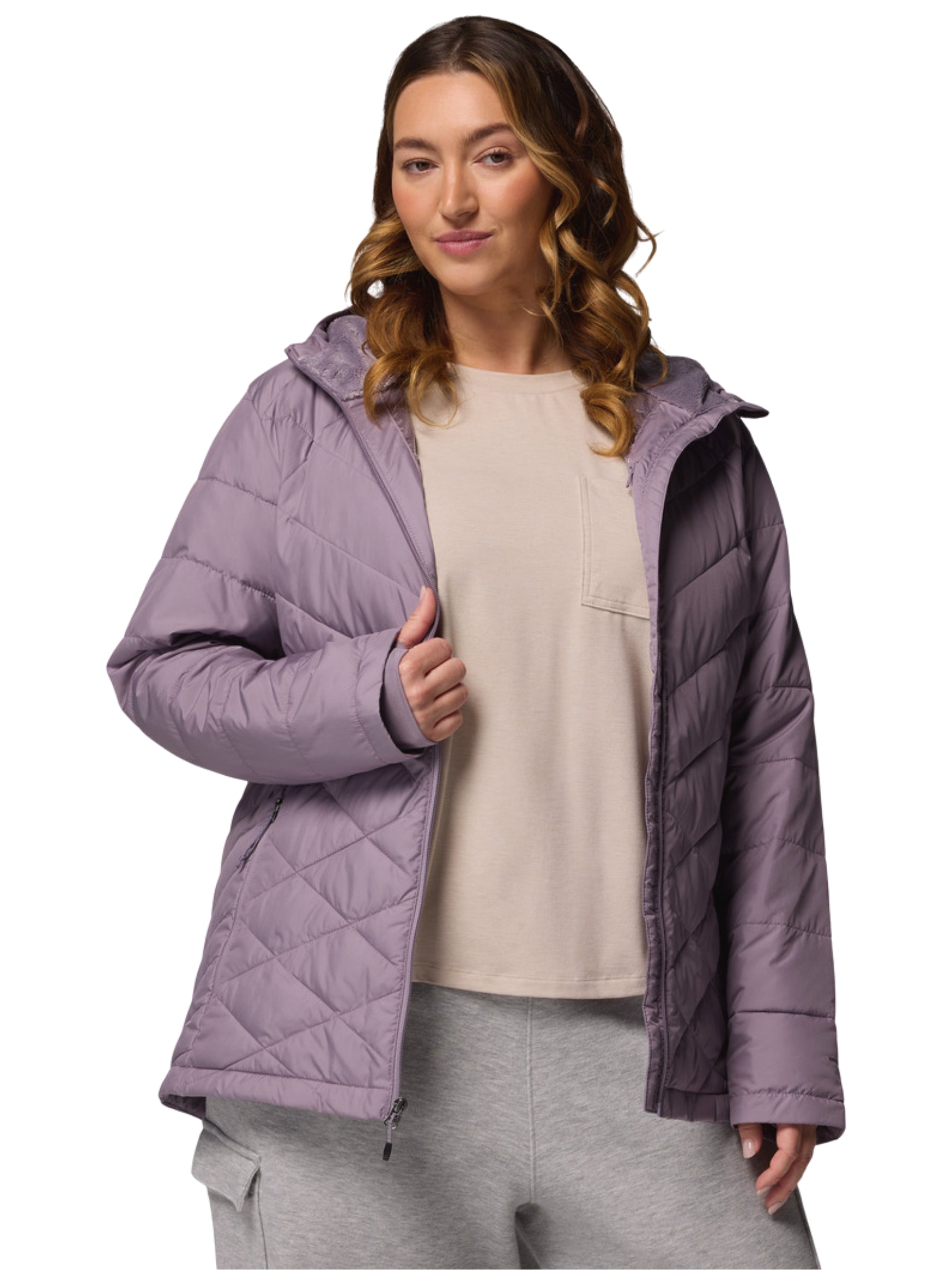 Heavenly Plus Size Hooded Coat - Shale Purple