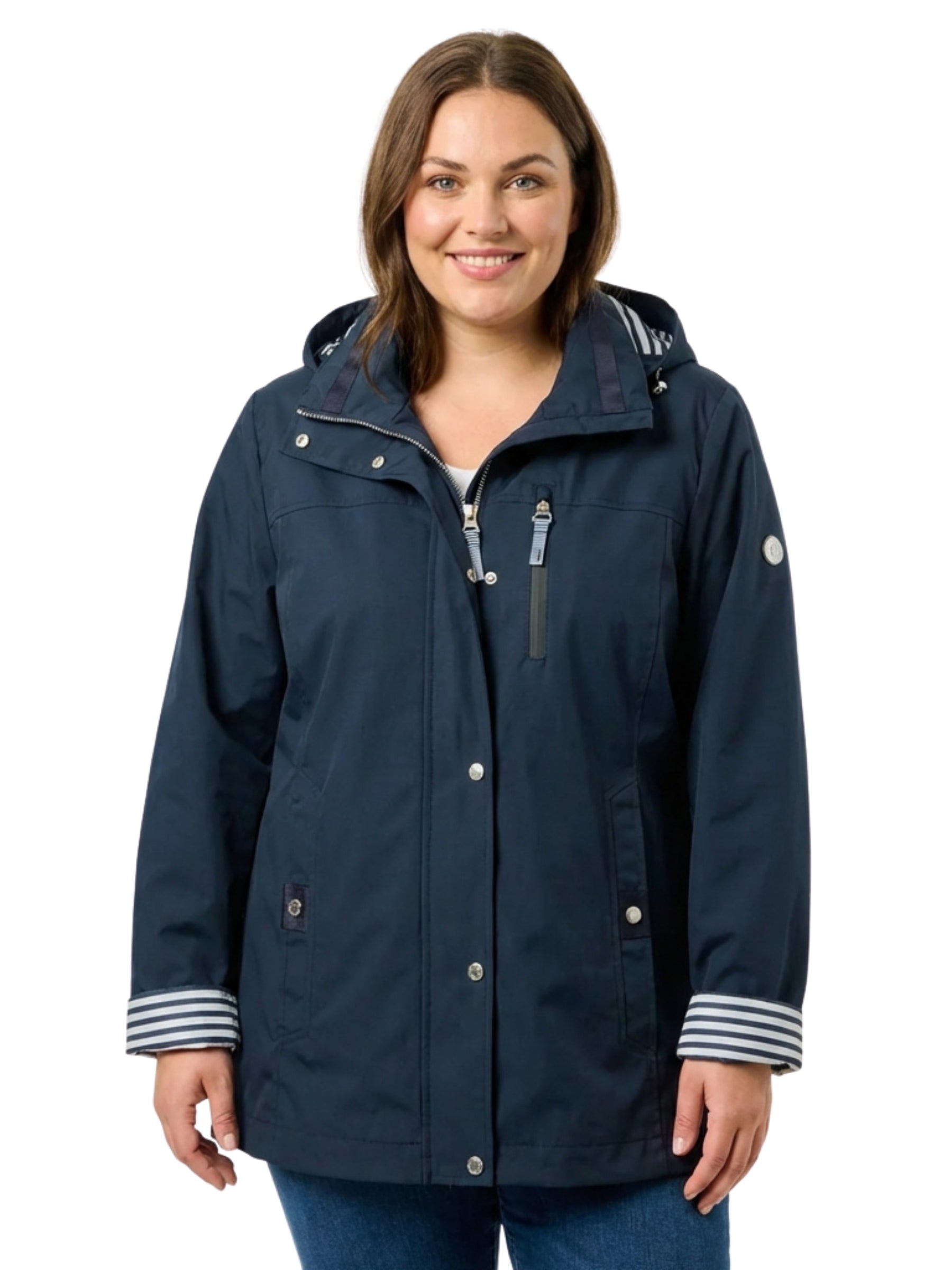 Nilsine Plus Size Windbreaker Coat - Navy