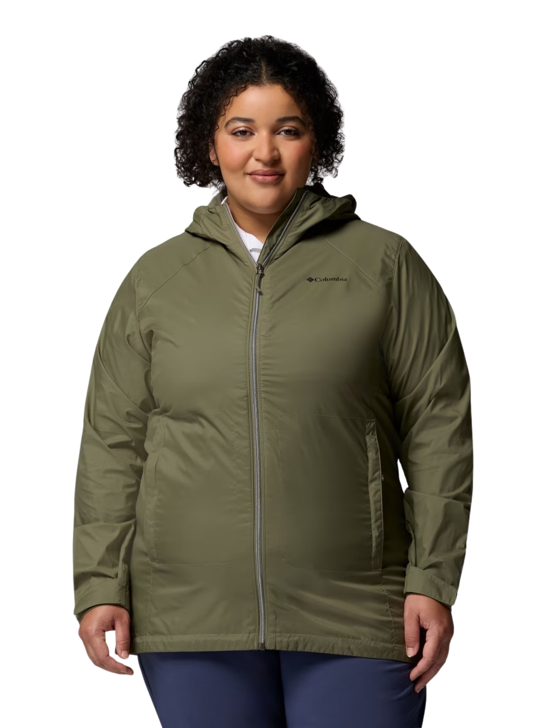 Switchback II Plus Size Lined Long Coat - Stone Green