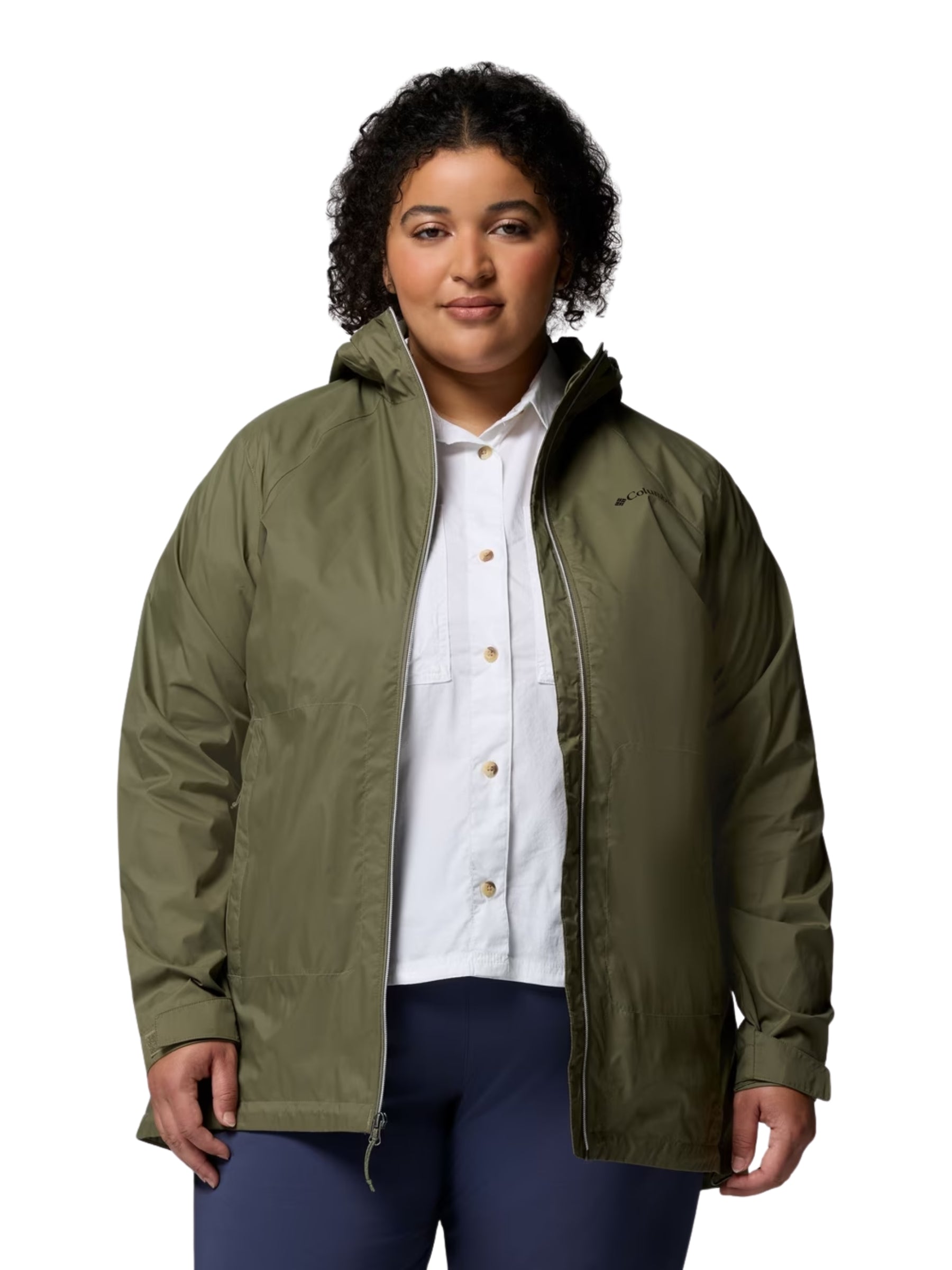 Switchback II Plus Size Lined Long Coat - Stone Green