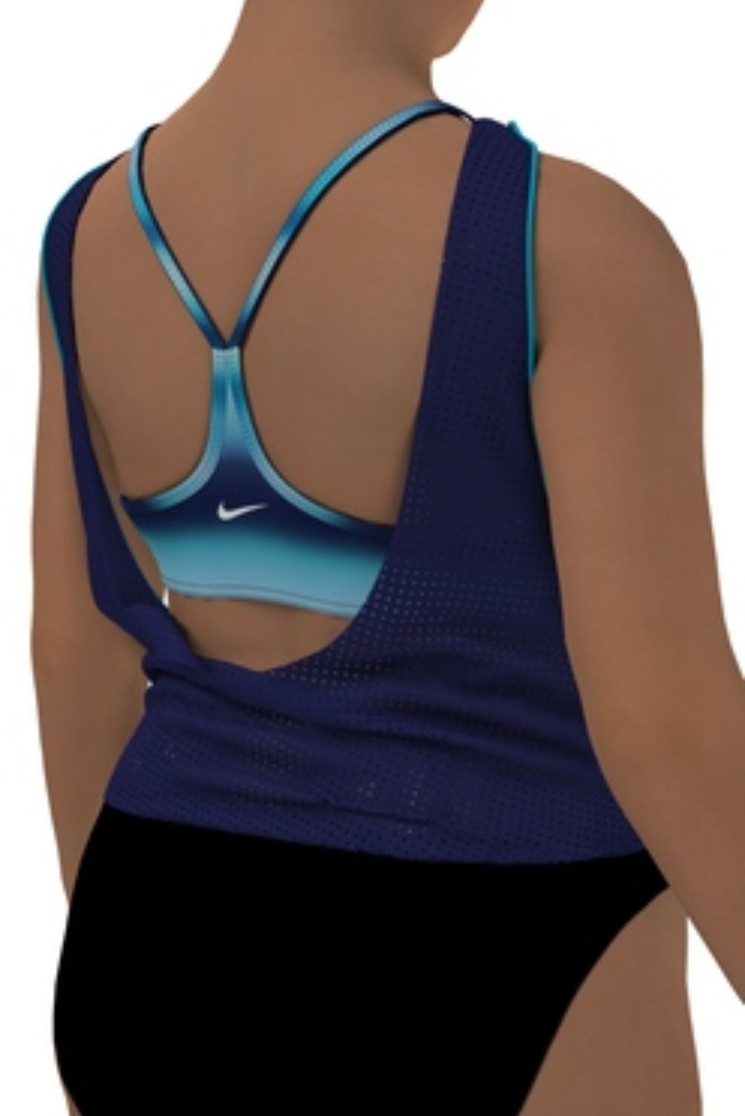 Tankini Superposé Convertible Horizon Stripe (Midnight Navy) Pour Femme Taille Plus de Nike