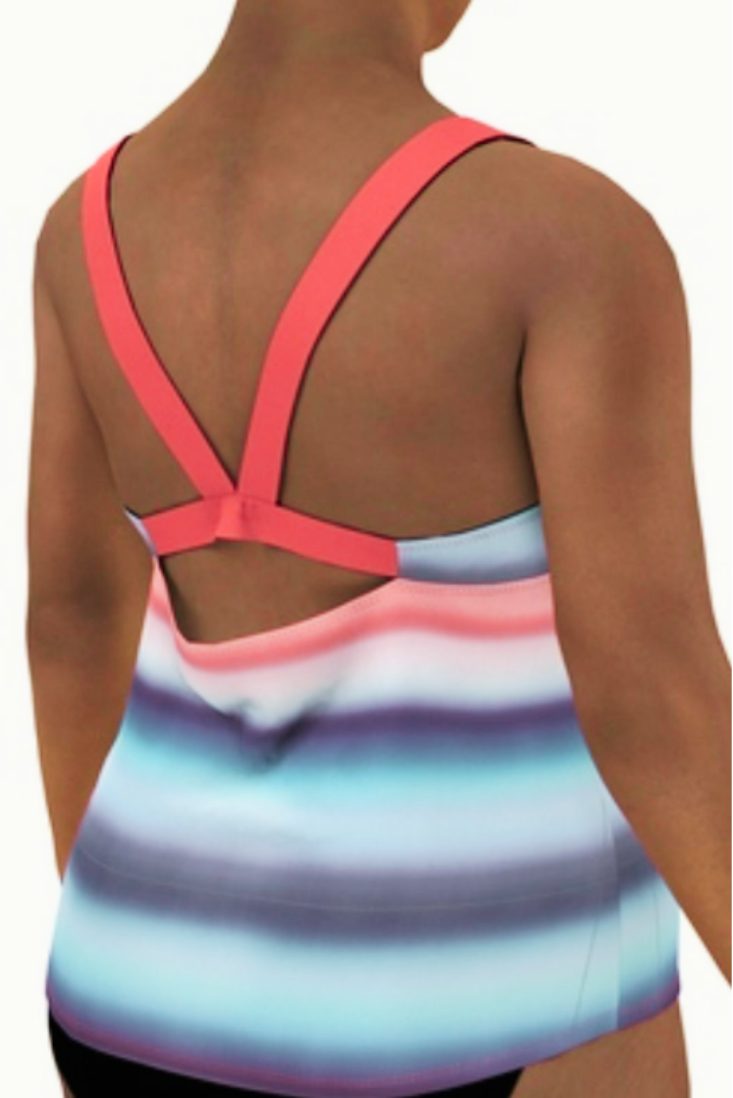 Tankini Horizon Stripe V-Back(Sea Coral) Pour Femme Taille Plus de Nike