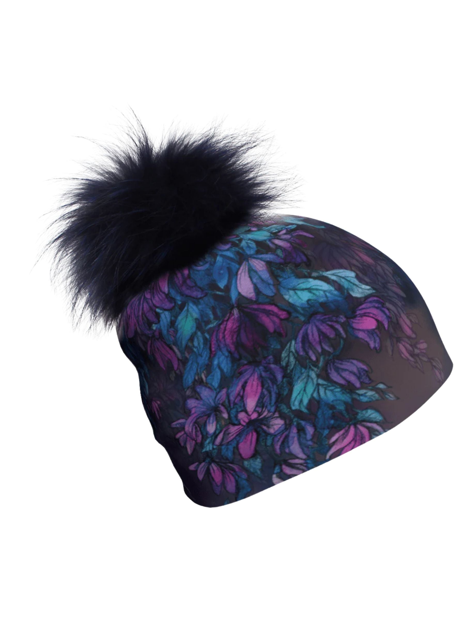 Wisteria Beanie with Removable Pompom (Black) by Lalita'S Art Shop