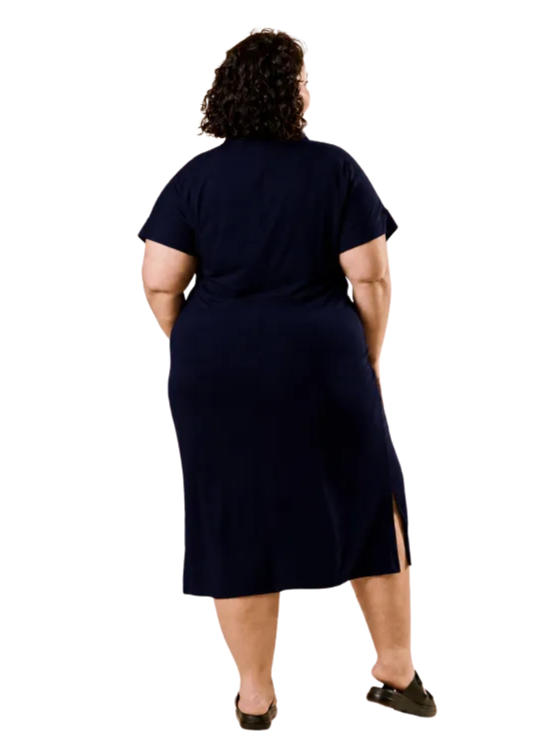 Robe Polo Midi Taille Plus - Marine
