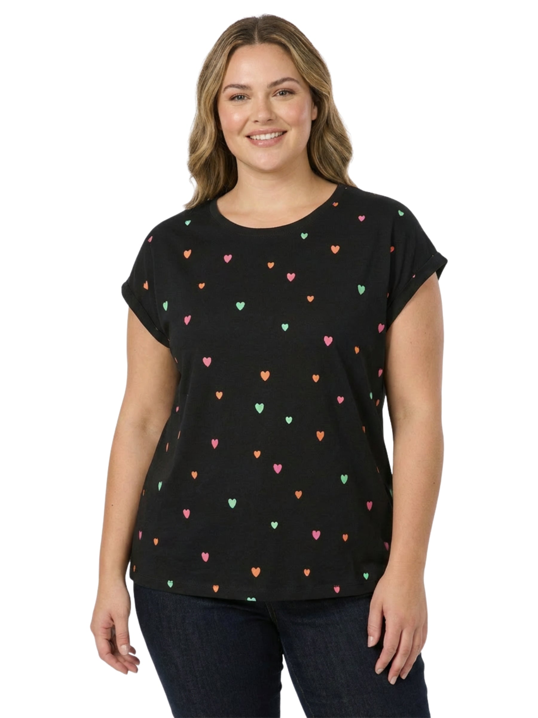 T-shirt Diona Print Taille Plus - Noir