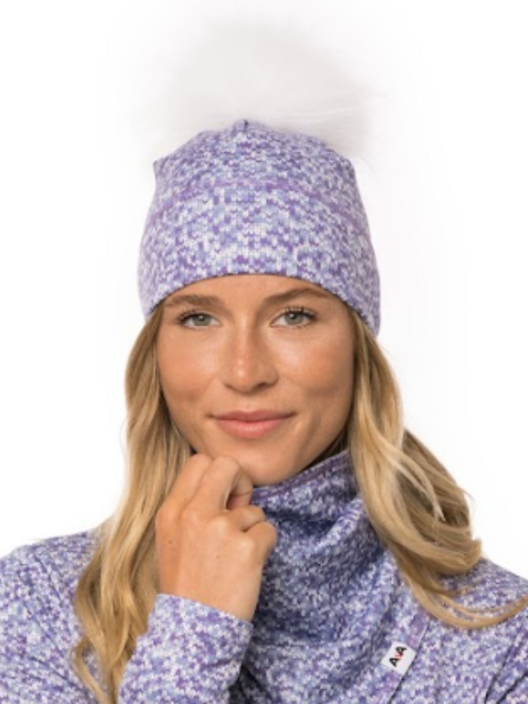 Chamonix Hat with Lilac Knitted Pompom (White Pompom) from Autrement et Alors