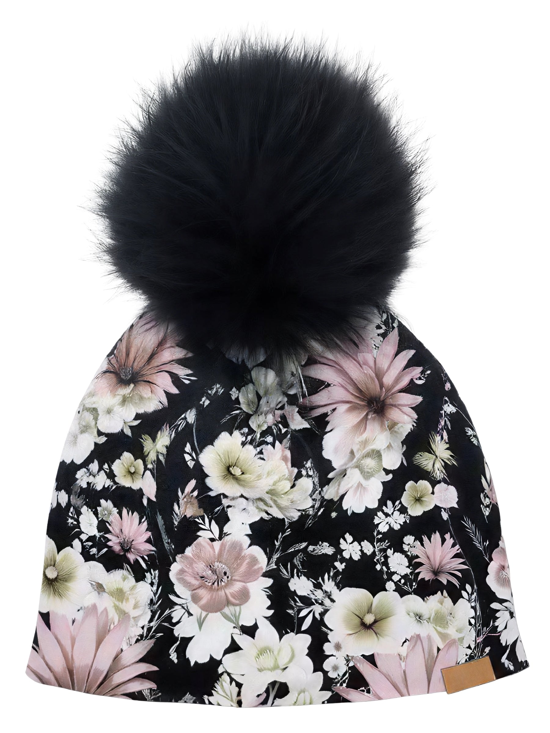Tuque Fleurs Antiques - Noir (Pompon Noir)