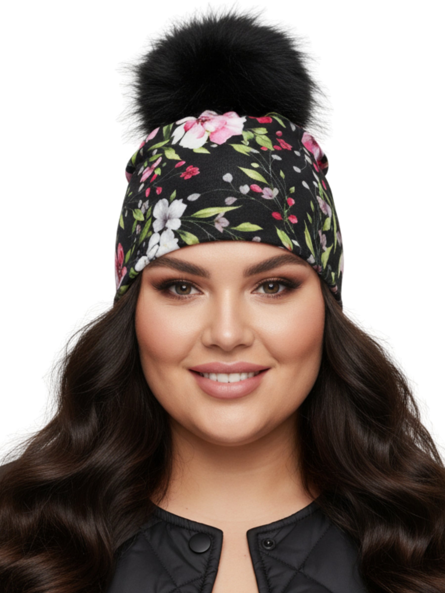 Tuque Fleur Sauvage - Noir (Pompon Noir)