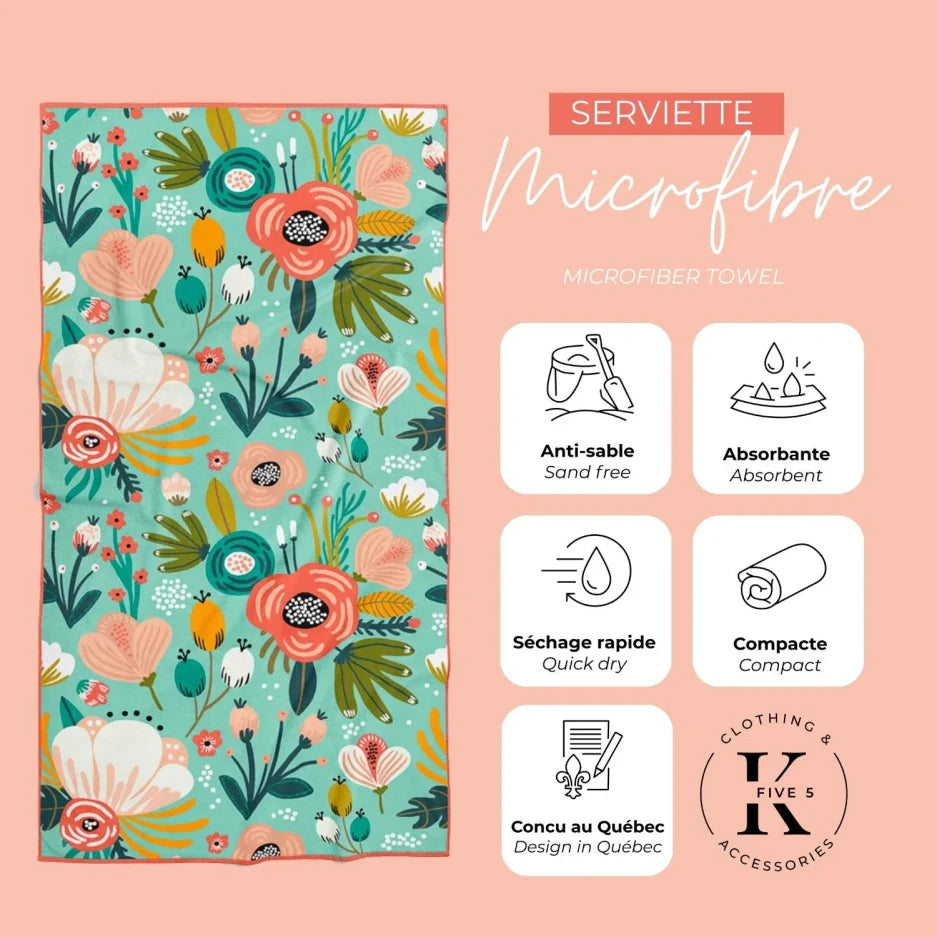 Serviette Microfibre (Bouquet de Fleur) de K5 Clothing