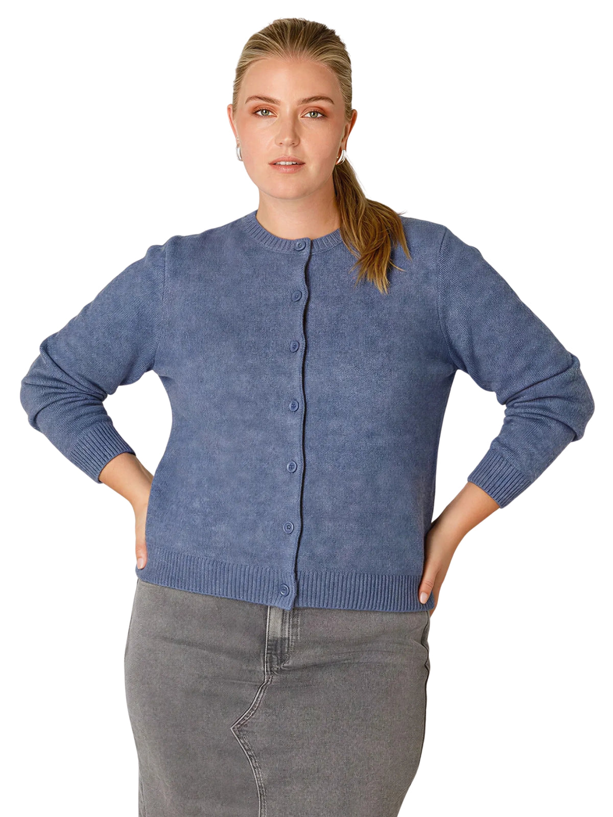 Roelien Essential Plus Size Cardigan - Faded Blue