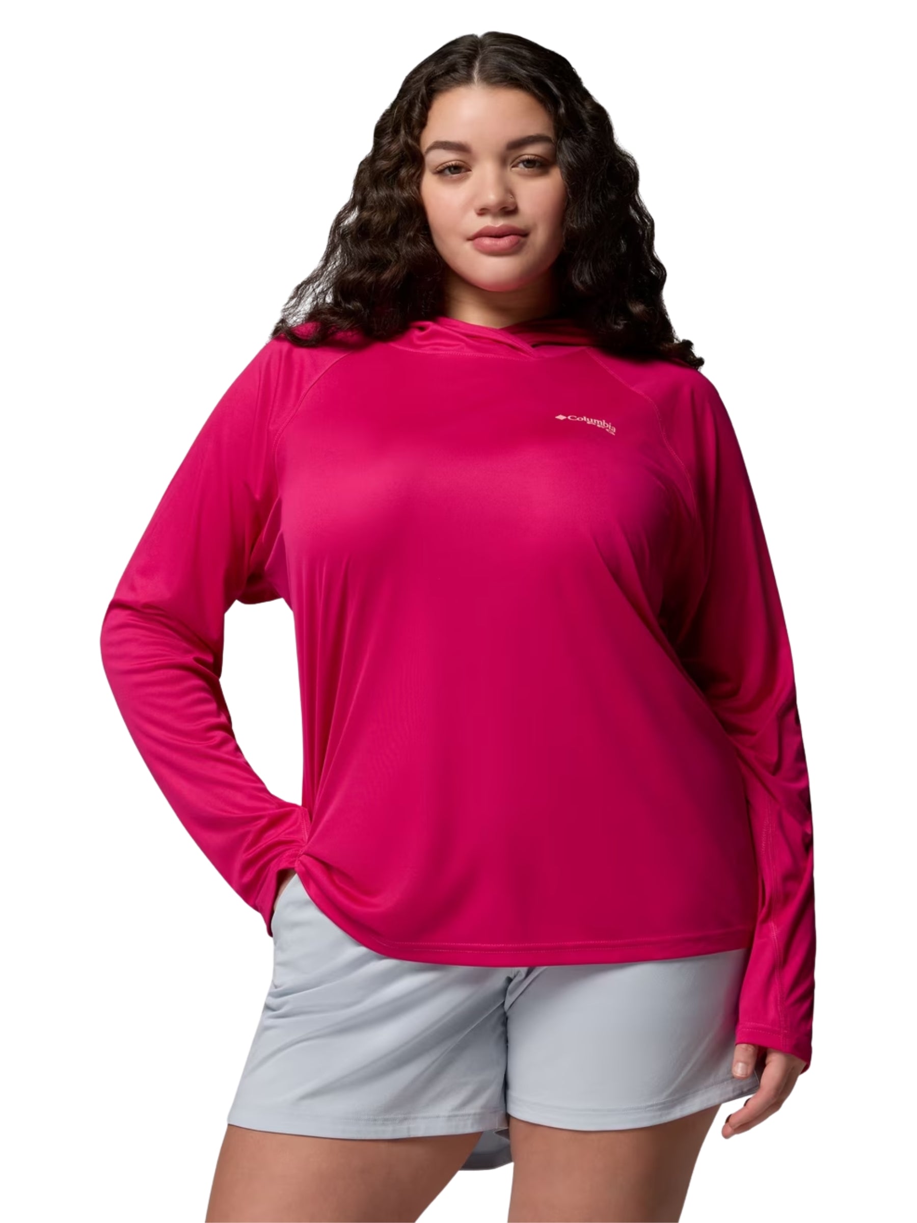 Chandail à Capuchon PFG Tidal Tee II Taille Plus - Guava Pink & Tiki Pink