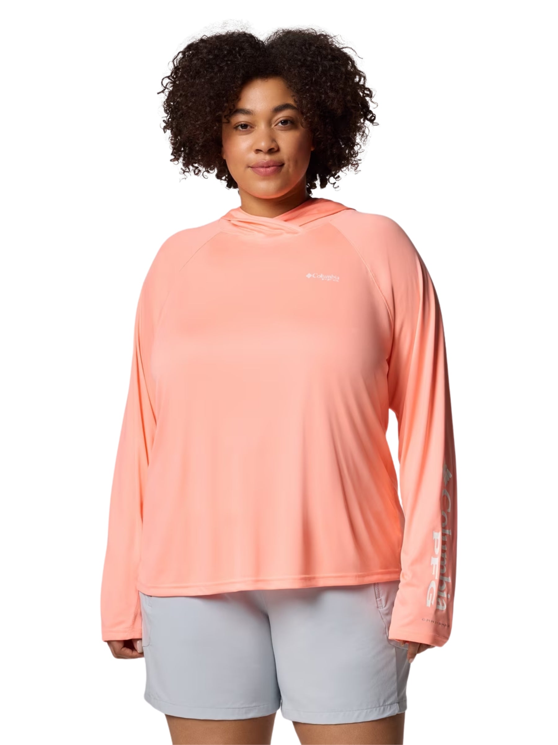 Chandail à Capuchon PFG Tidal Tee II Taille Plus - Tiki Pink