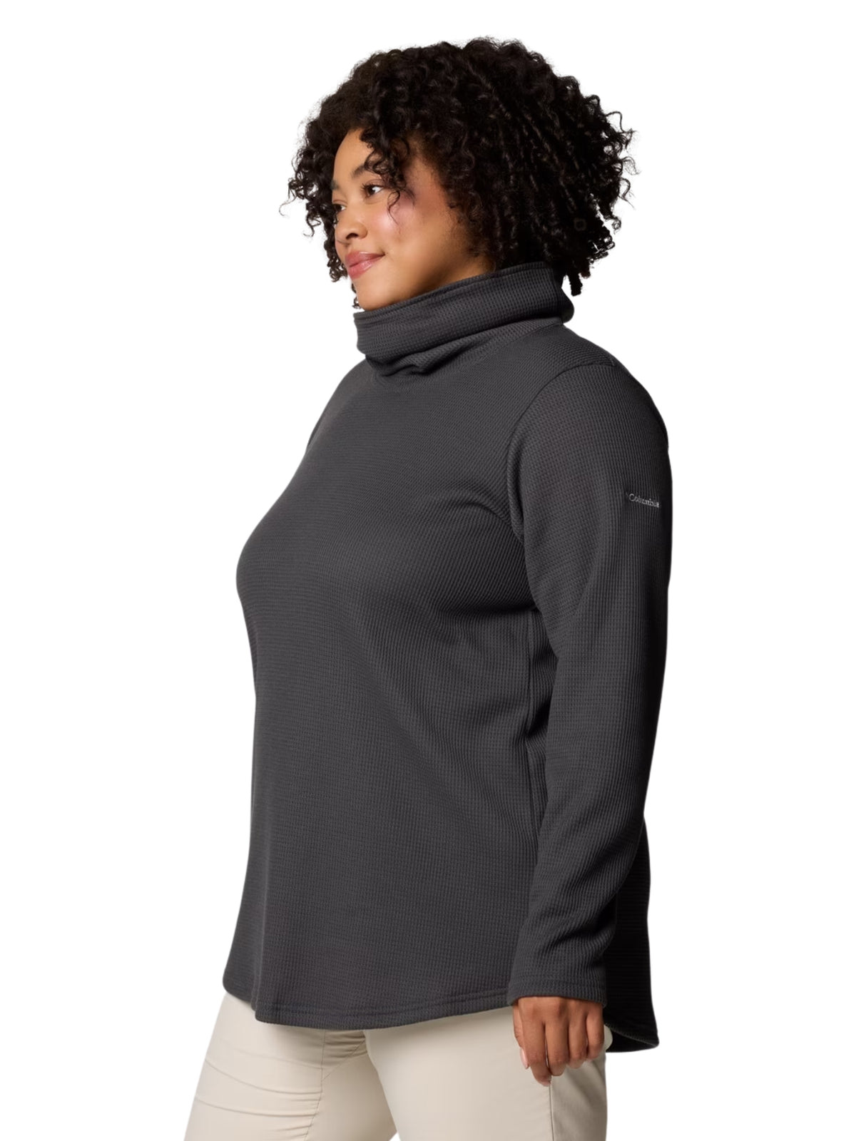 Plus Size Holly Hideaway Waffle Cowl Neck Top - Shark 