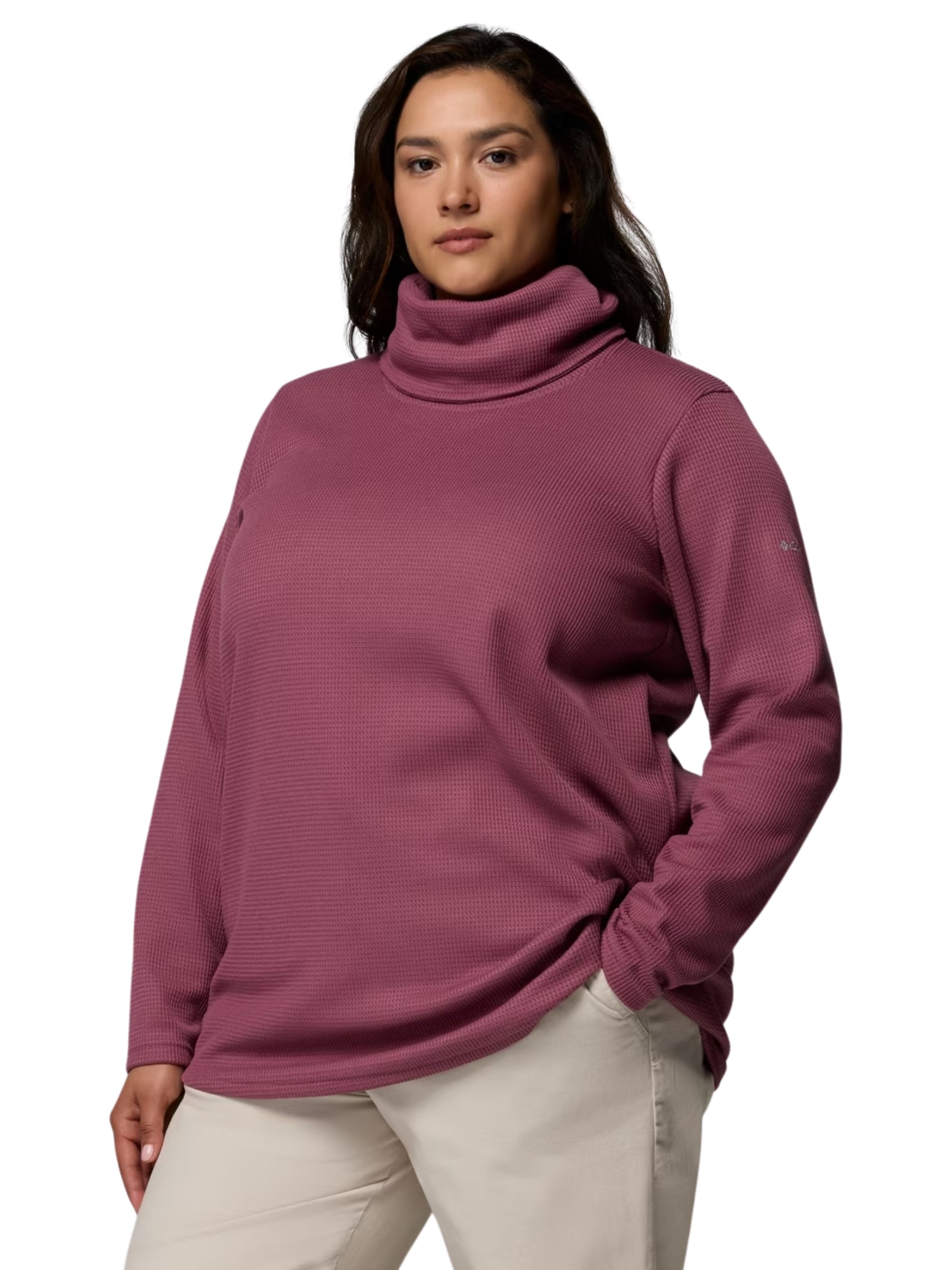 Plus Size Holly Hideaway Waffle Cowl Neck Top - Antique Mauve