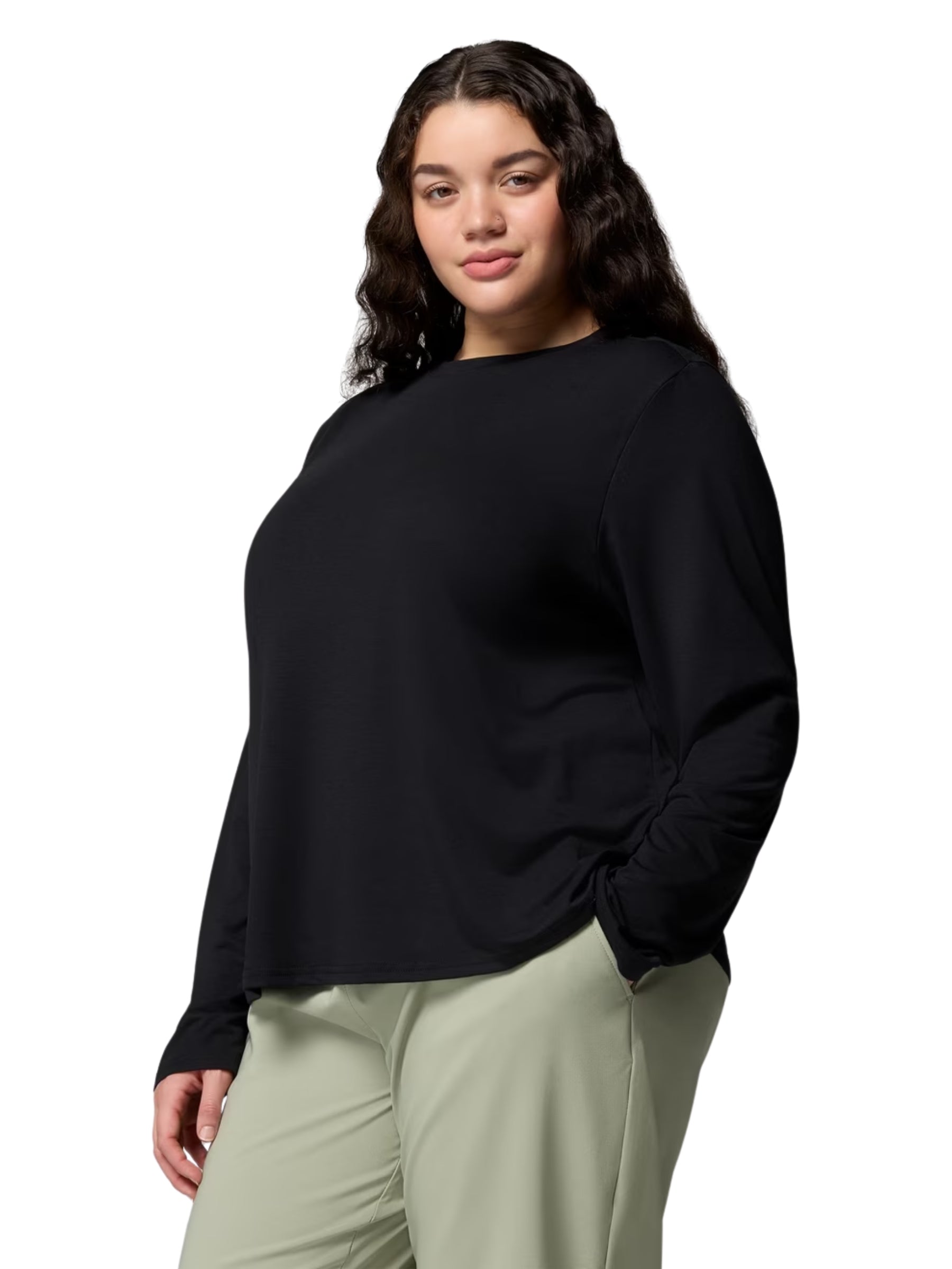 CSC Plus Size Soft Stretch Long Sleeve Shirt - Black