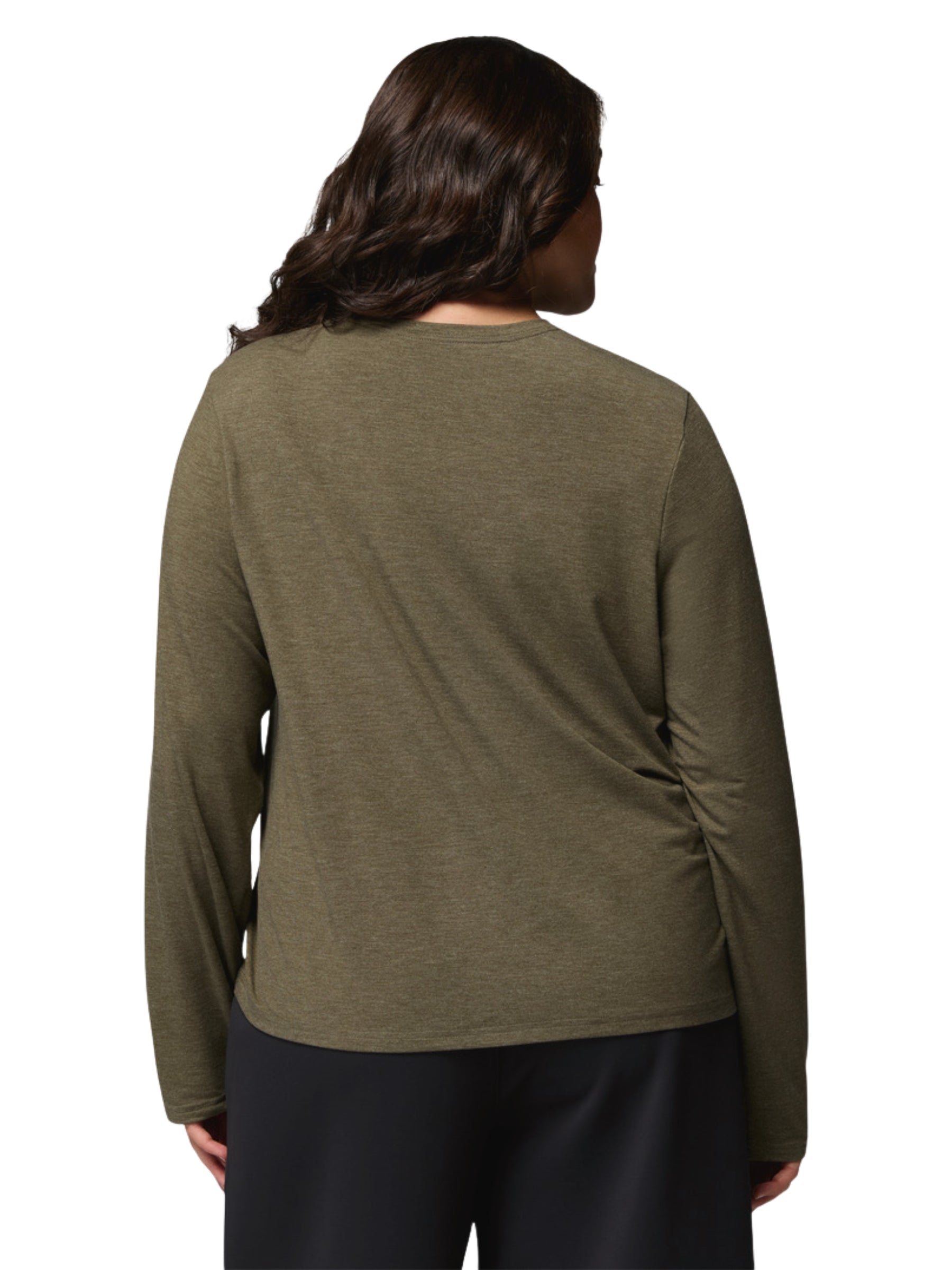 CSC Plus Size Soft & Stretchy Long Sleeve Shirt - Stone Green Heather
