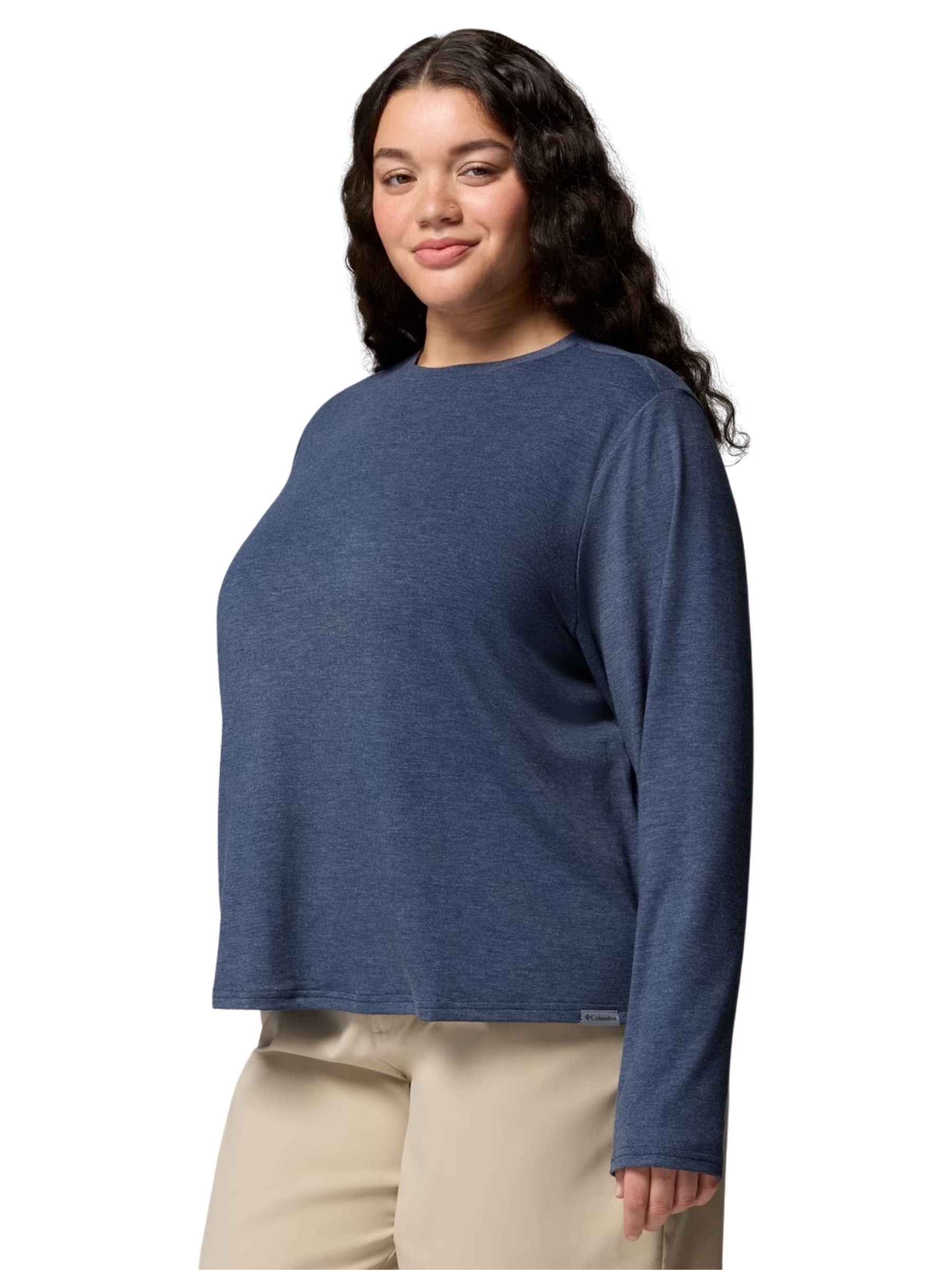 CSC Plus Size Soft Stretch Long Sleeve Shirt - Collegiate Navy Heather