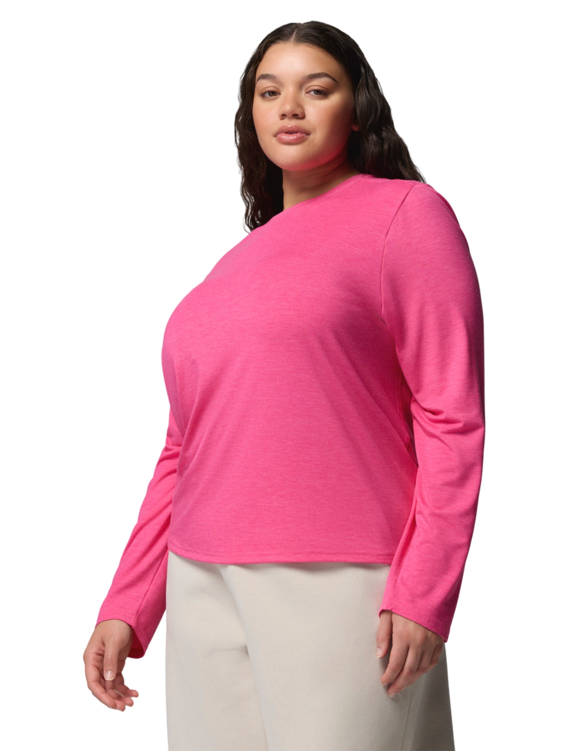 CSC Plus Size Soft and Stretchy Long Sleeve Shirt - Nico Heather