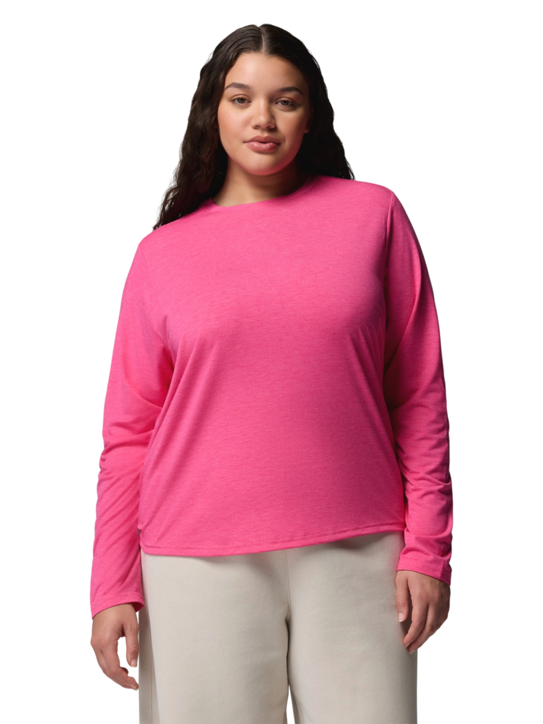 CSC Plus Size Soft and Stretchy Long Sleeve Shirt - Nico Heather