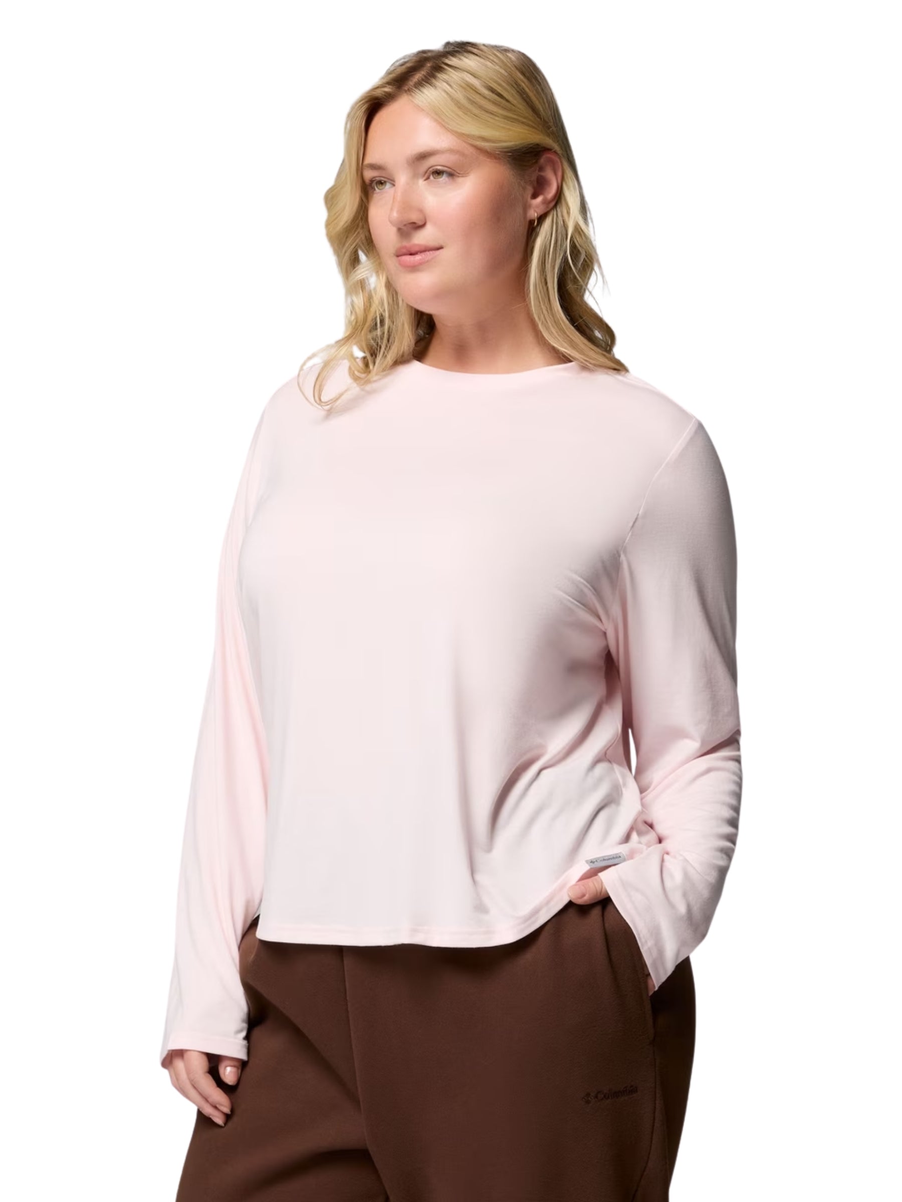 Plus Size CSC Soft and Stretchy Long Sleeve Shirt - Powder Pink Heather