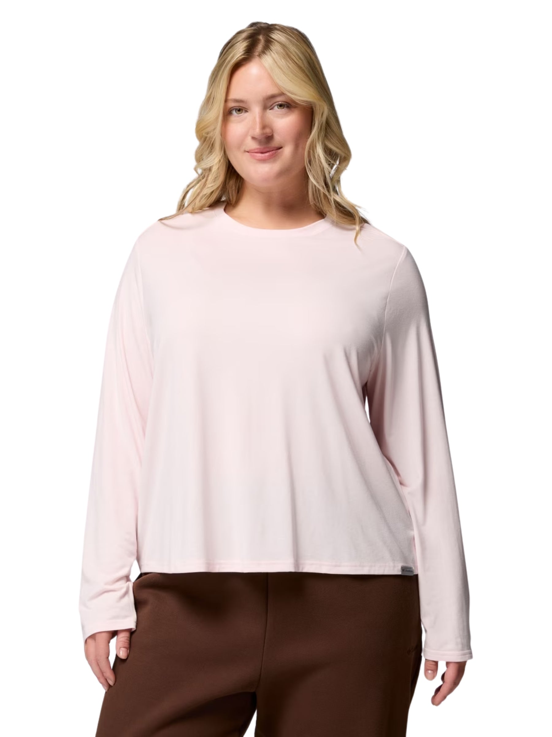 Plus Size CSC Soft and Stretchy Long Sleeve Shirt - Powder Pink Heather
