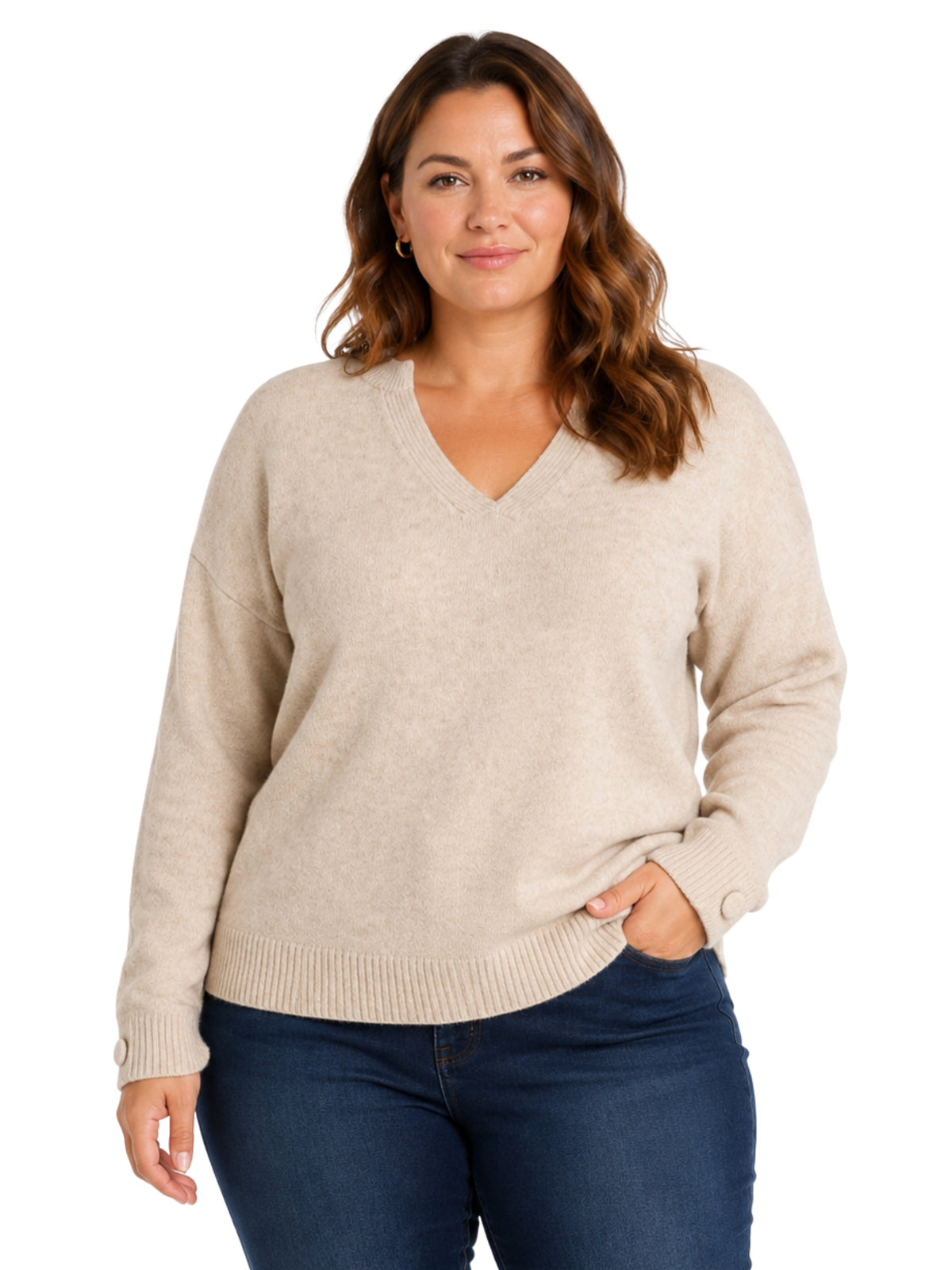 Vita Plus Size Knit Sweater - Heather Sand