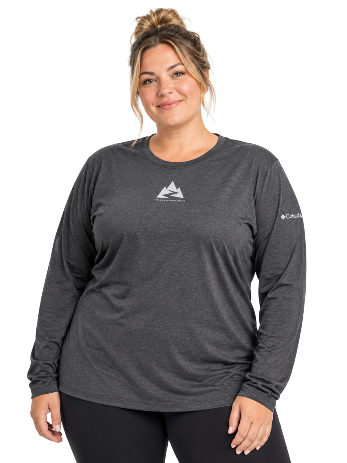 Parsons Point Plus Size Printed Long Sleeve Shirt - Black Heather & Zigzag Climb