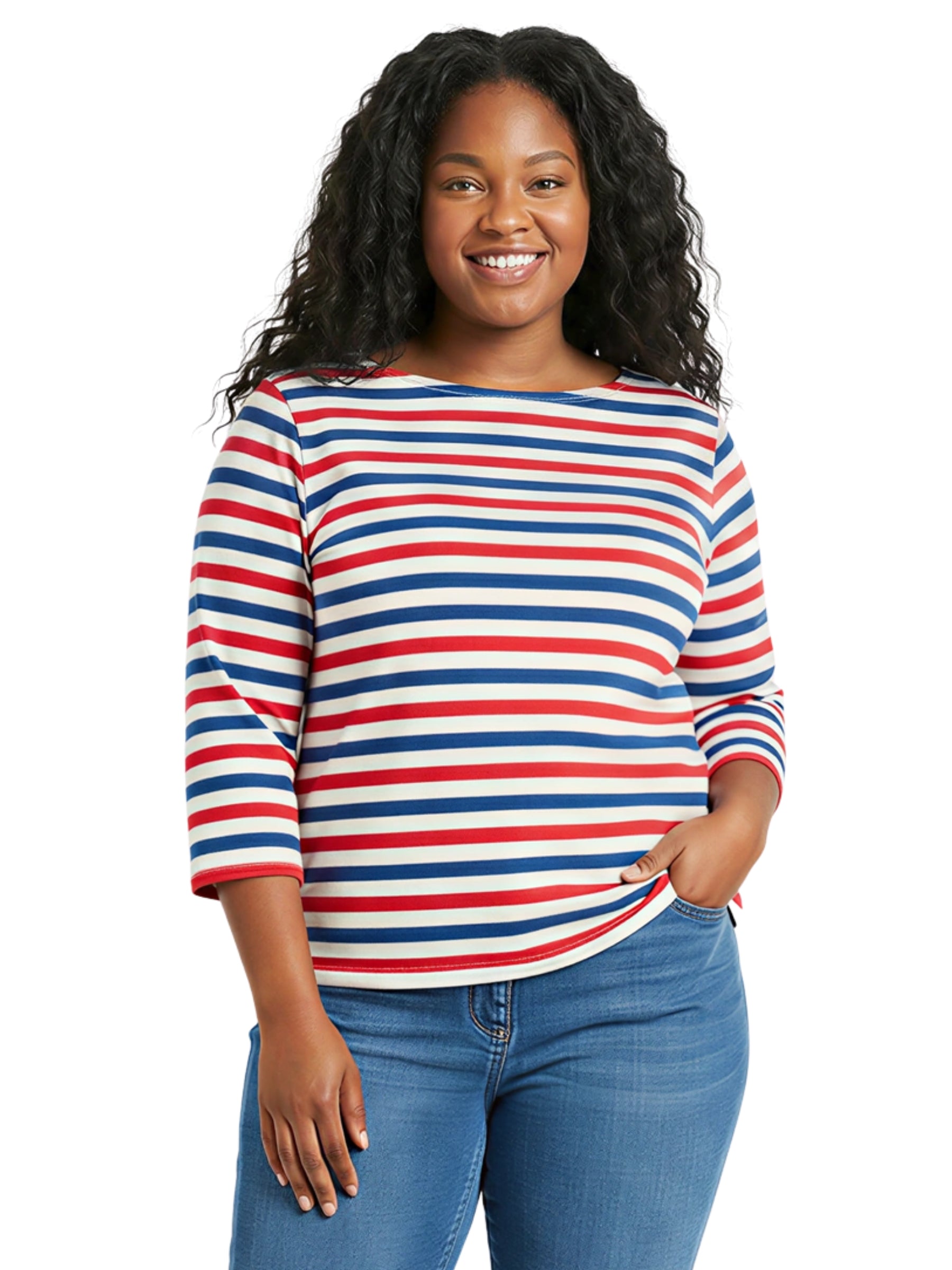 Chandail Manches 3/4 Sailor Taille Plus - Duet Scallion Brick