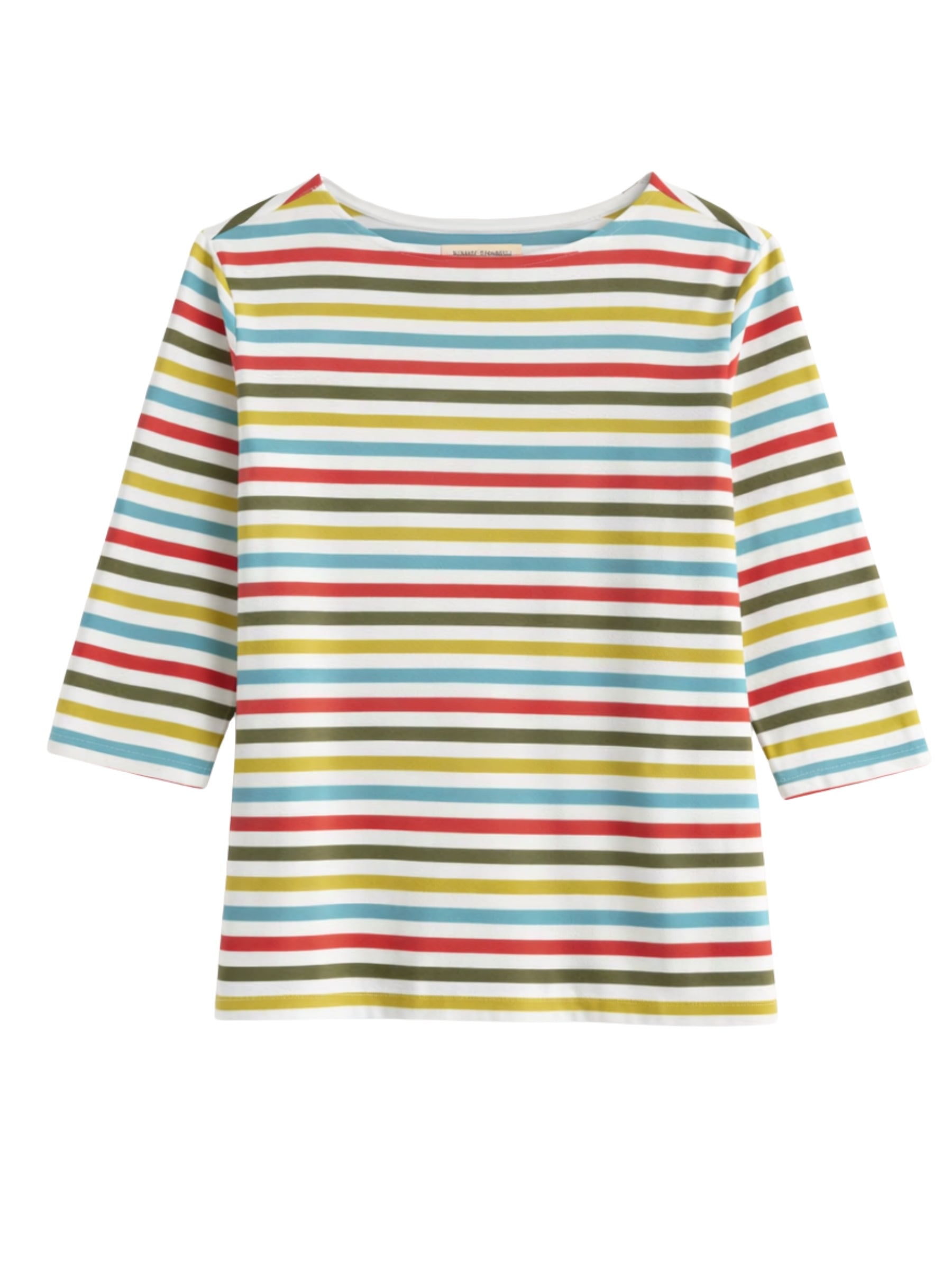 Plus Size 3/4 Sleeve Sailor Top - Quad Breton Avocado