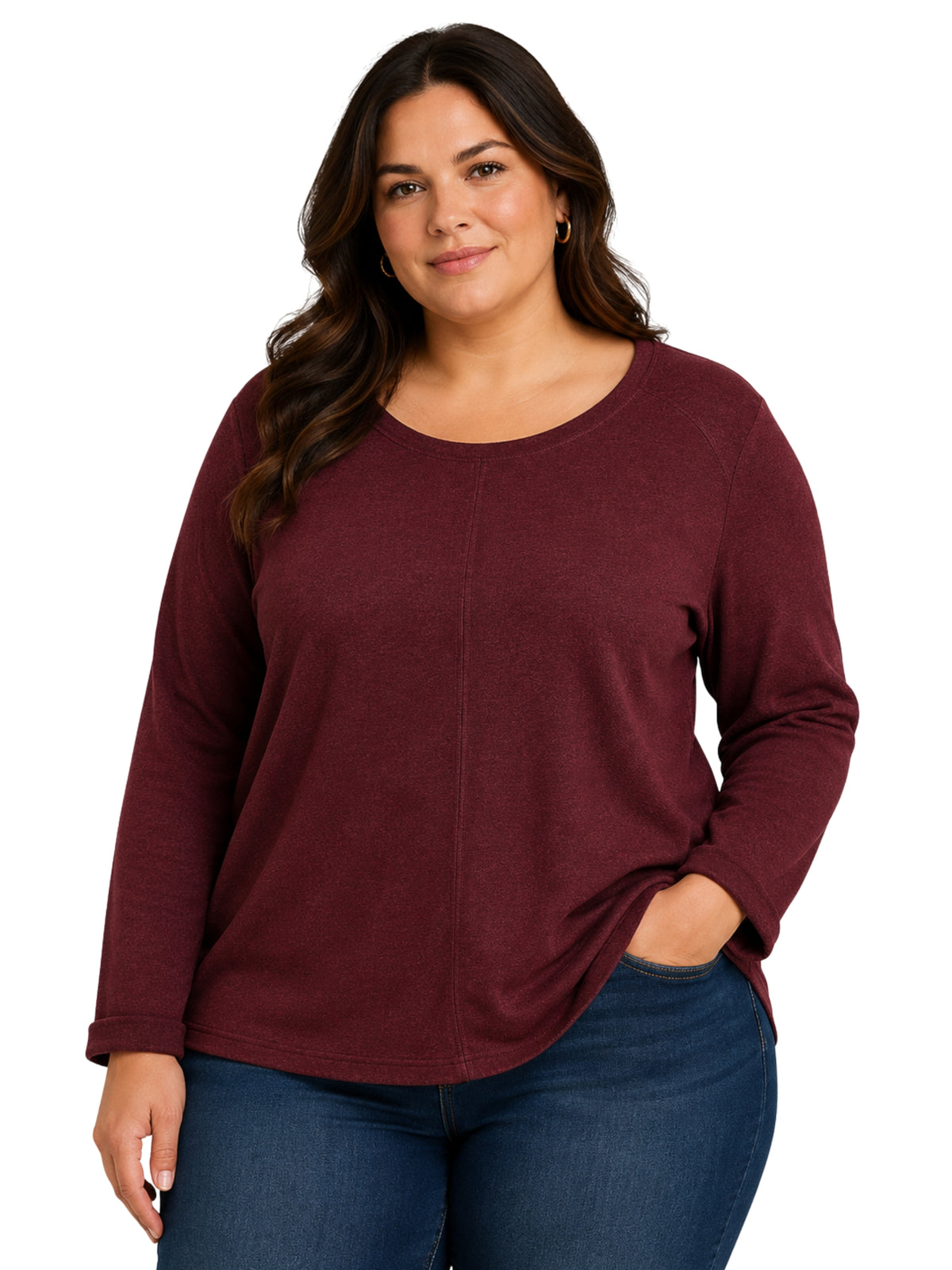 Chandail en Tricot Côtelé Taille Plus - Dark Preppy Plum Melange