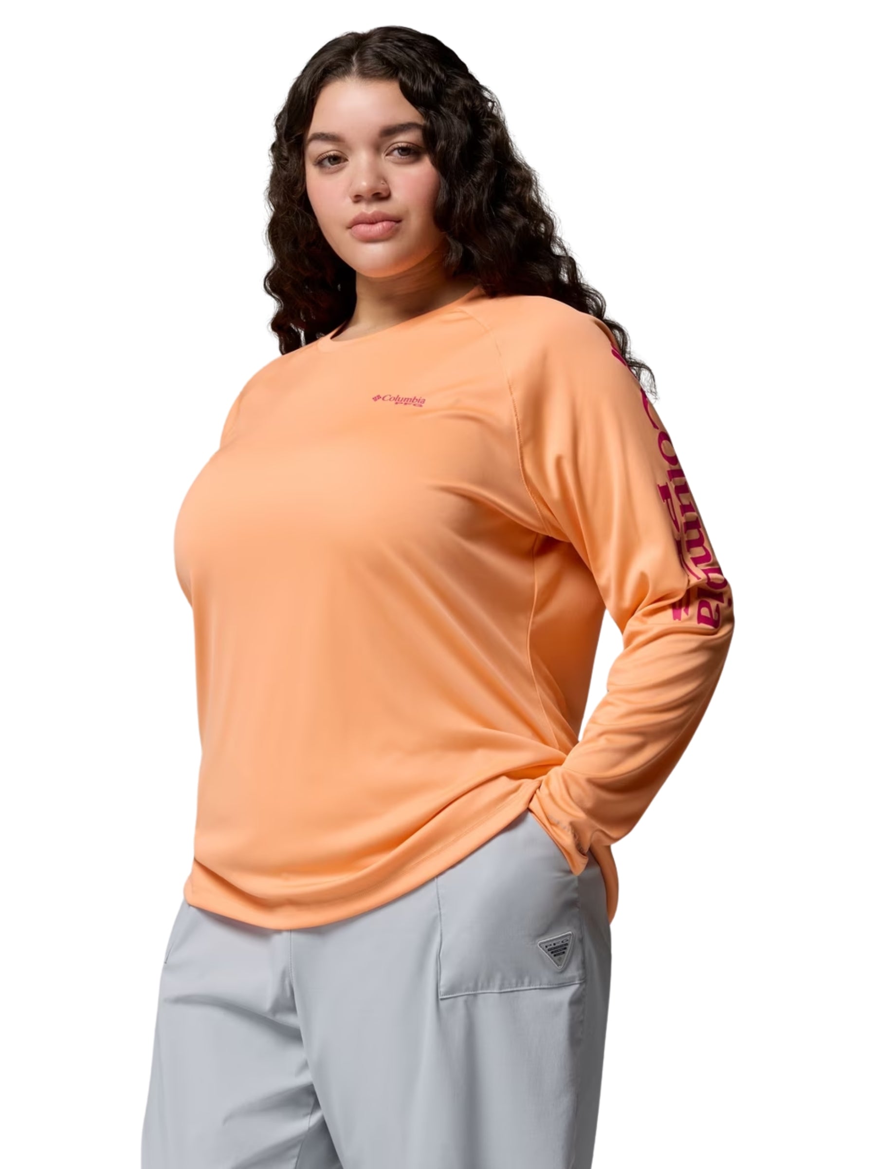 Chandail PFG Tidal Tee II Taille Plus - Bright Nectar & Guava Pink Logo
