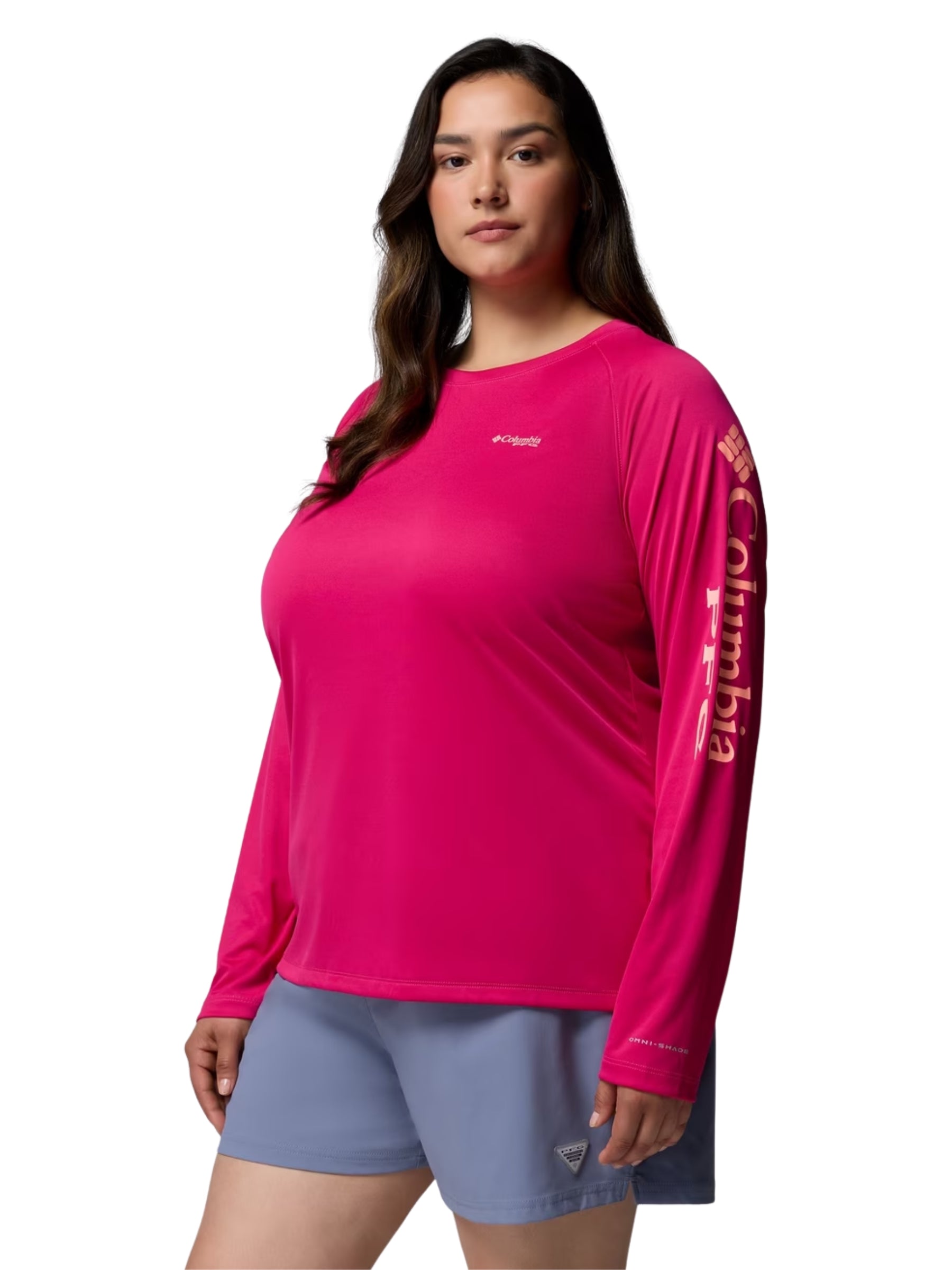 Chandail PFG Tidal Tee II Taille Plus - Guava Pink & Tiki Pink Logo