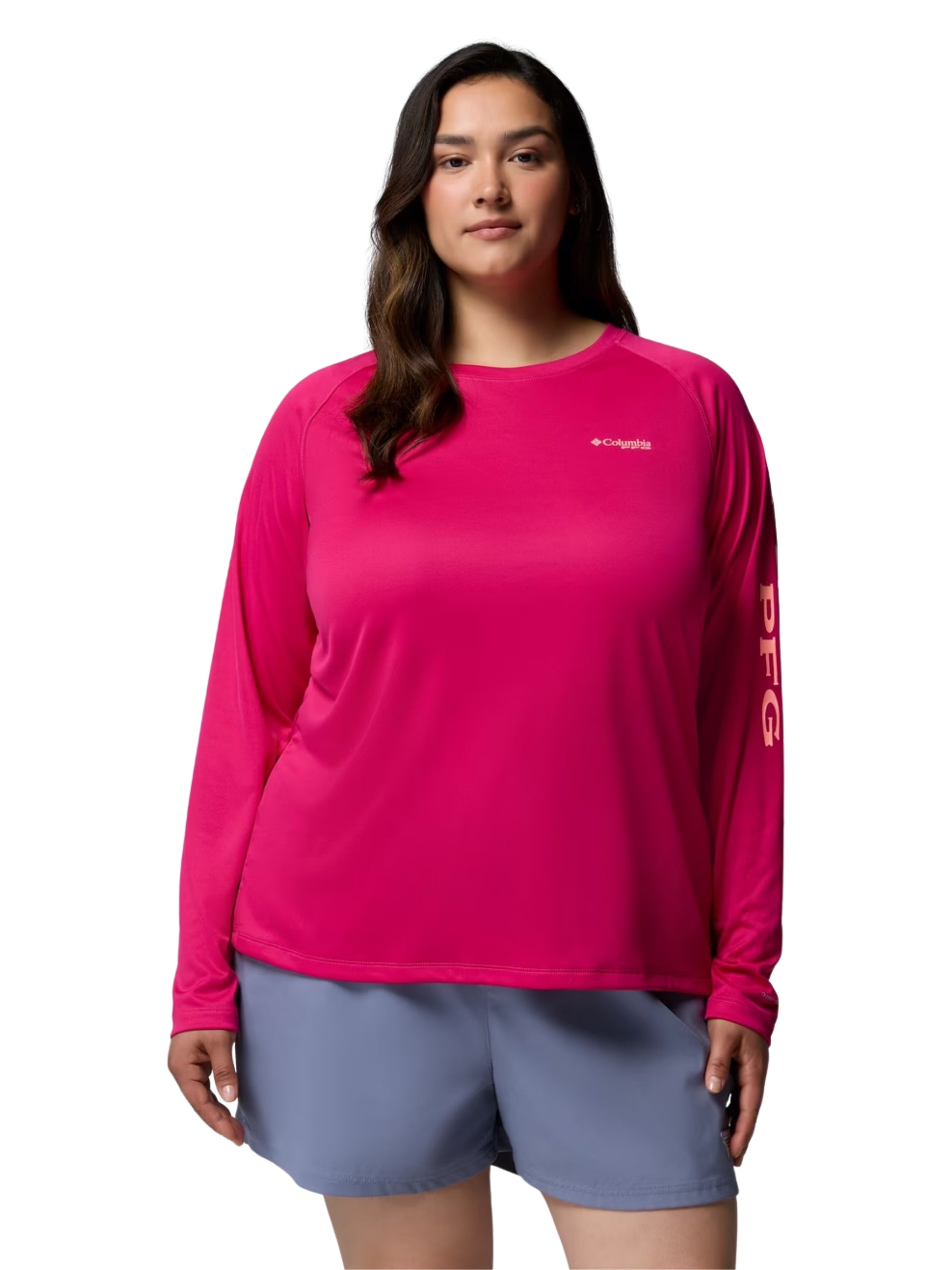 Chandail PFG Tidal Tee II Taille Plus - Guava Pink & Tiki Pink Logo