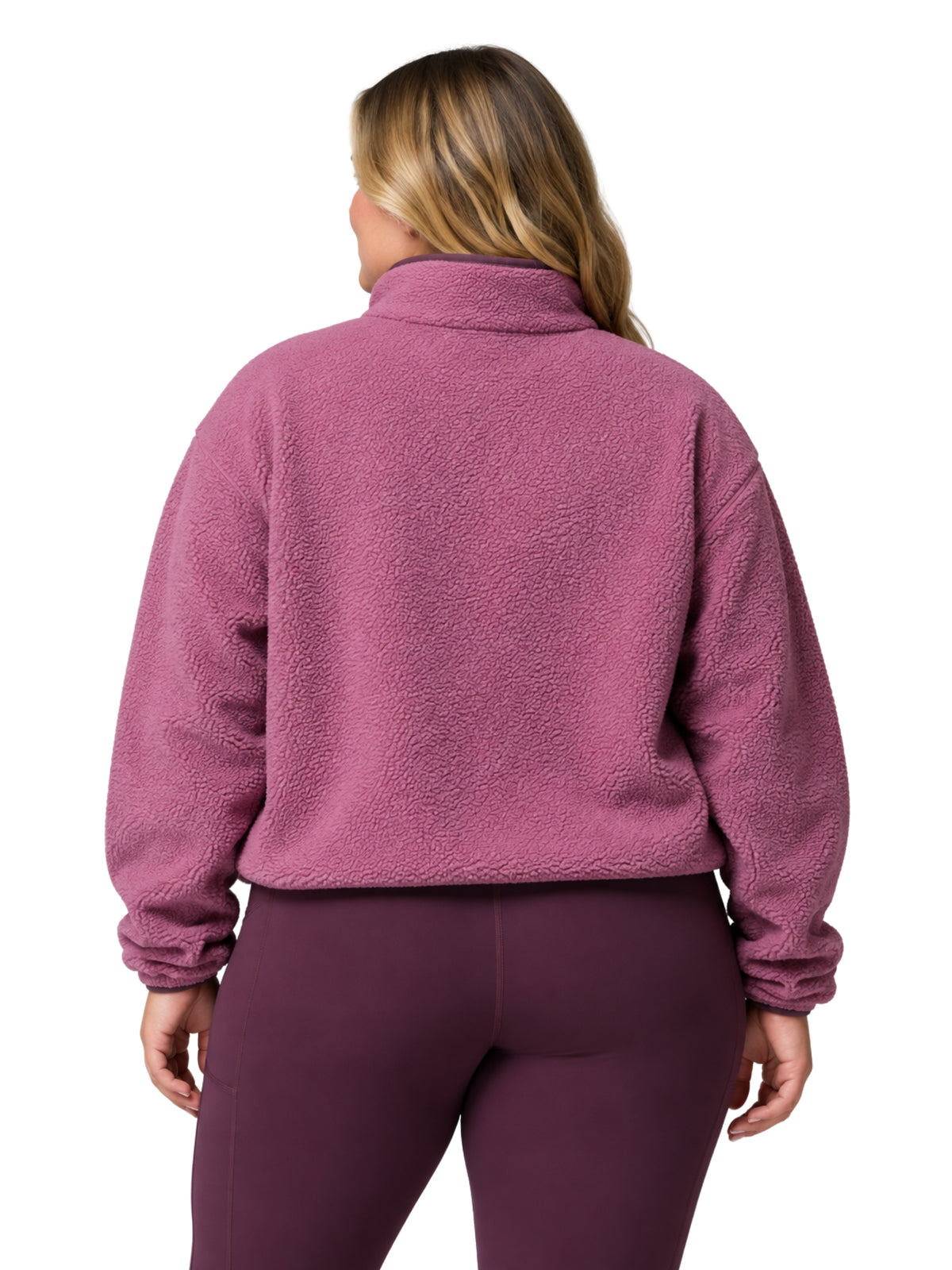 Chandail Polaire Court Helvetia II avec Col à Snaps Taille Plus - Antique Mauve Mineral Pink & Moonvista